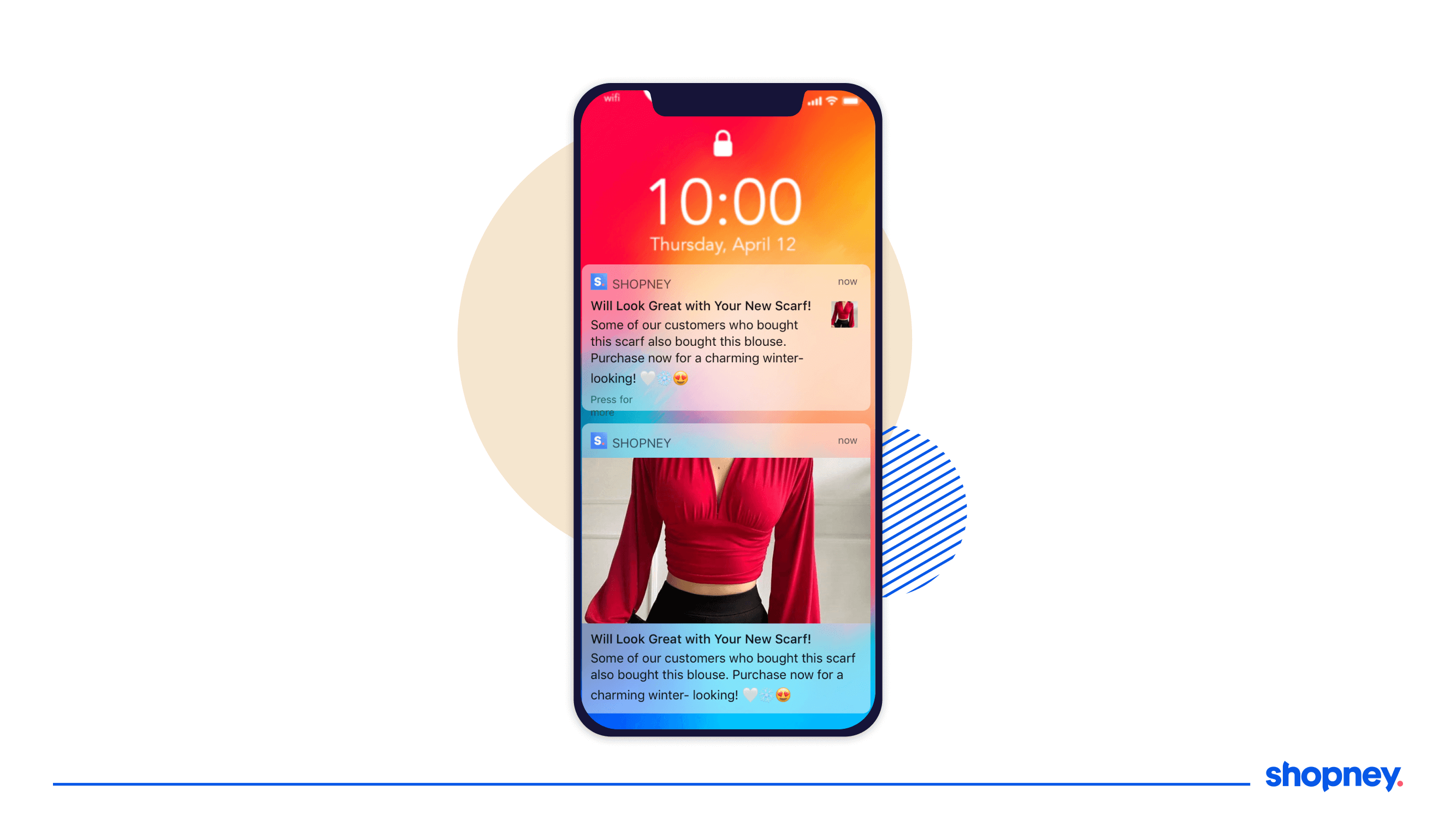 product recommendation sent through a push notification