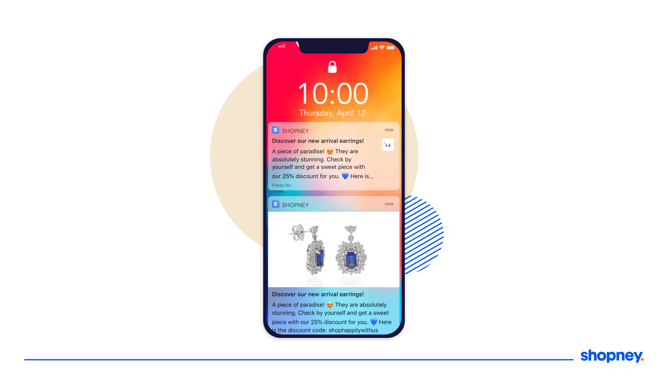 Incentive offered through app push notification