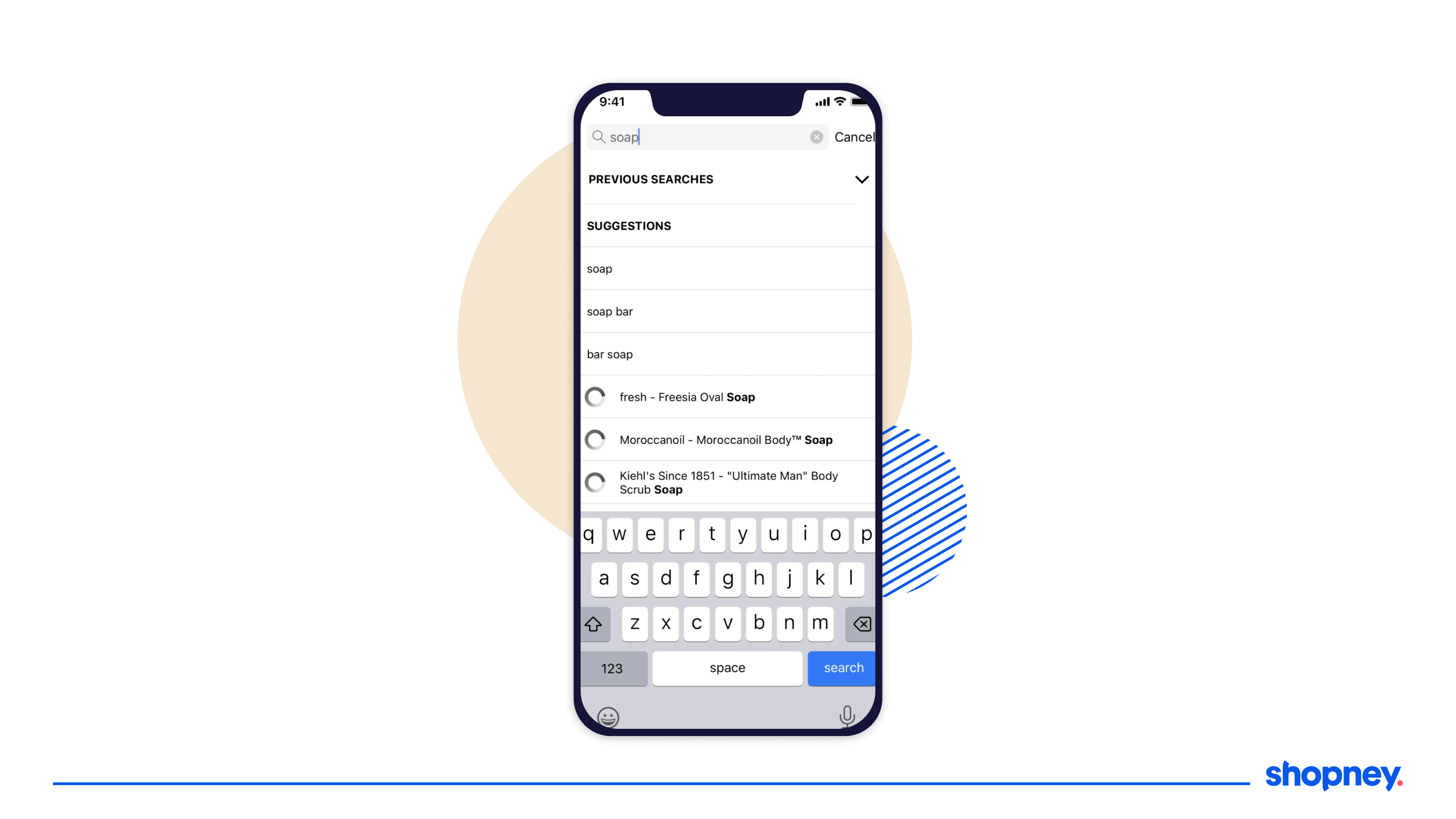 Sticky search bar example on a mobile screen