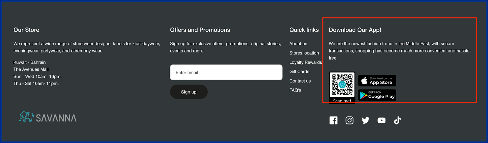 A website secction inviting people to download the app of a brand