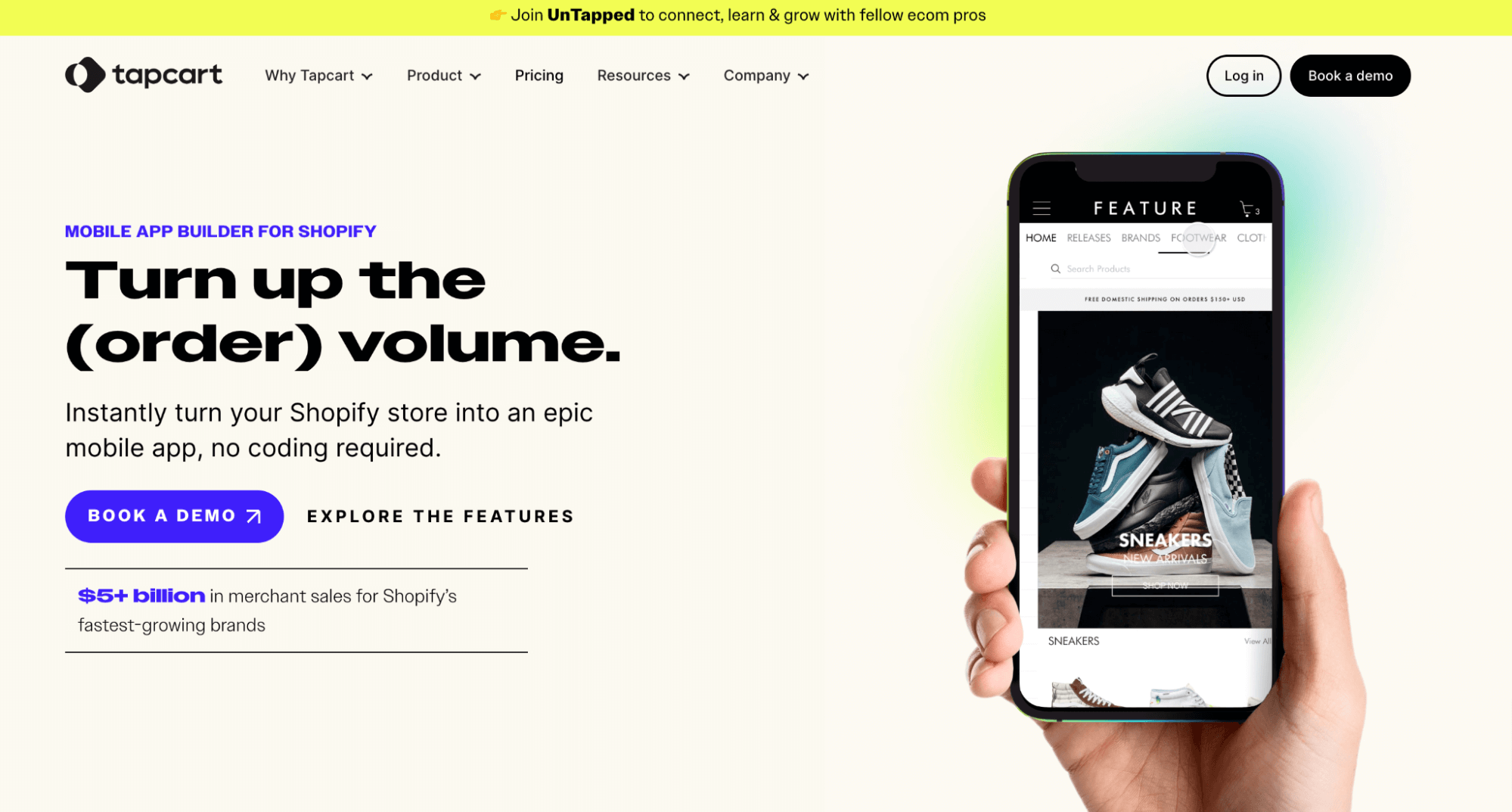 Tapcart website homepage