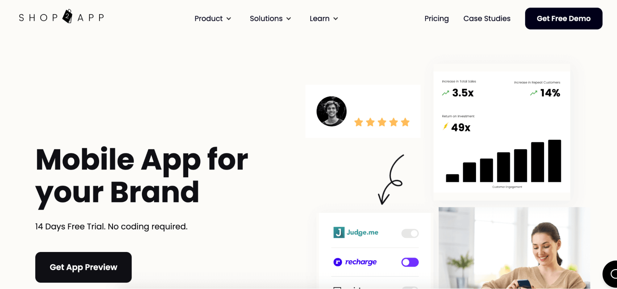Shop2App website homepage