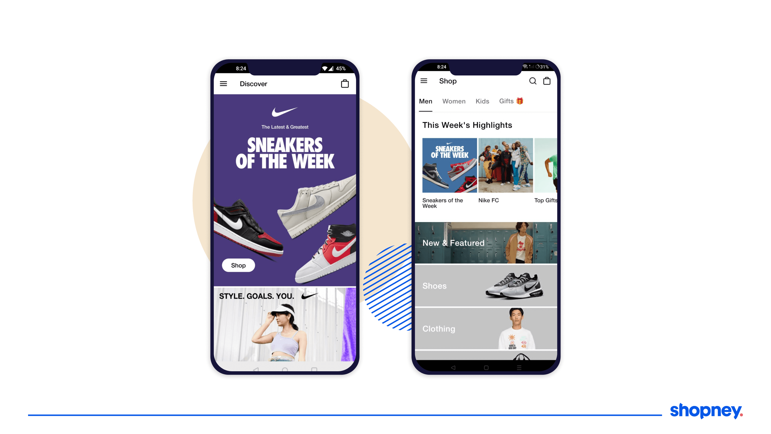 Example of Nike promoting sneakers on their mobile app