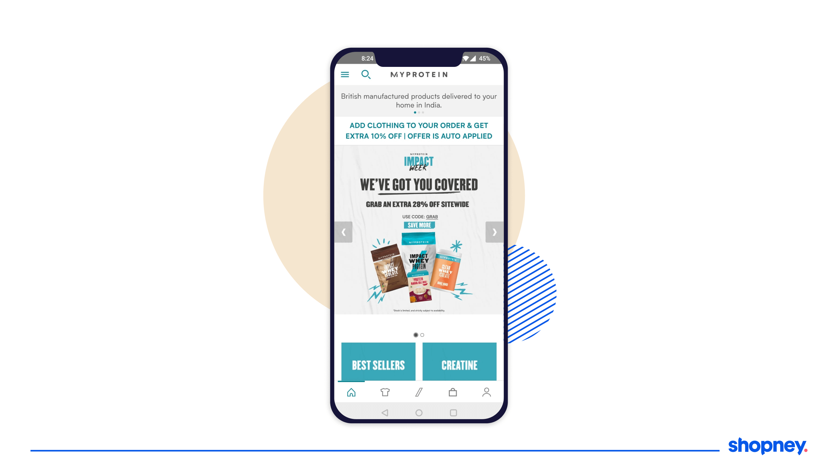 Example of MyProtein promoting their ongoing sale on mobile app
