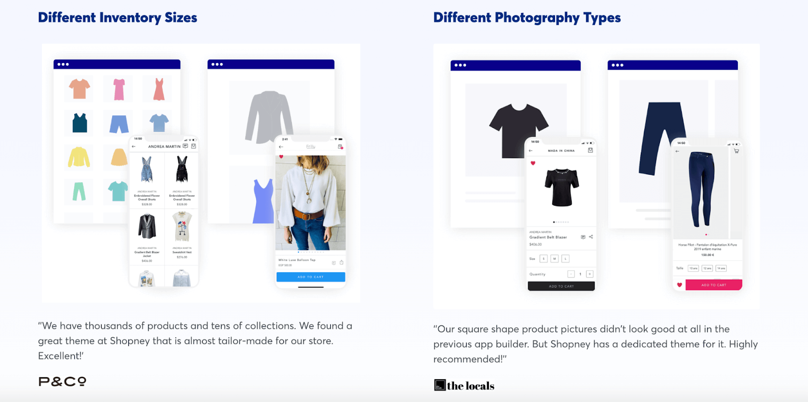 Use the theme that perfectly aligns with your inventory sizes and photography types