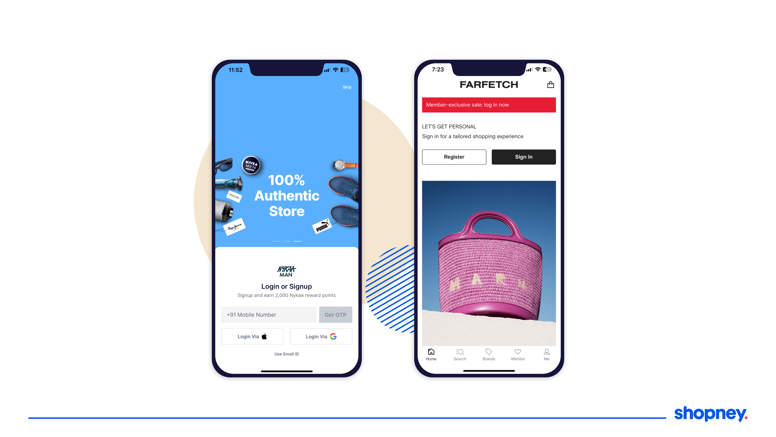 Nykaa Man and Farfetch mobile apps