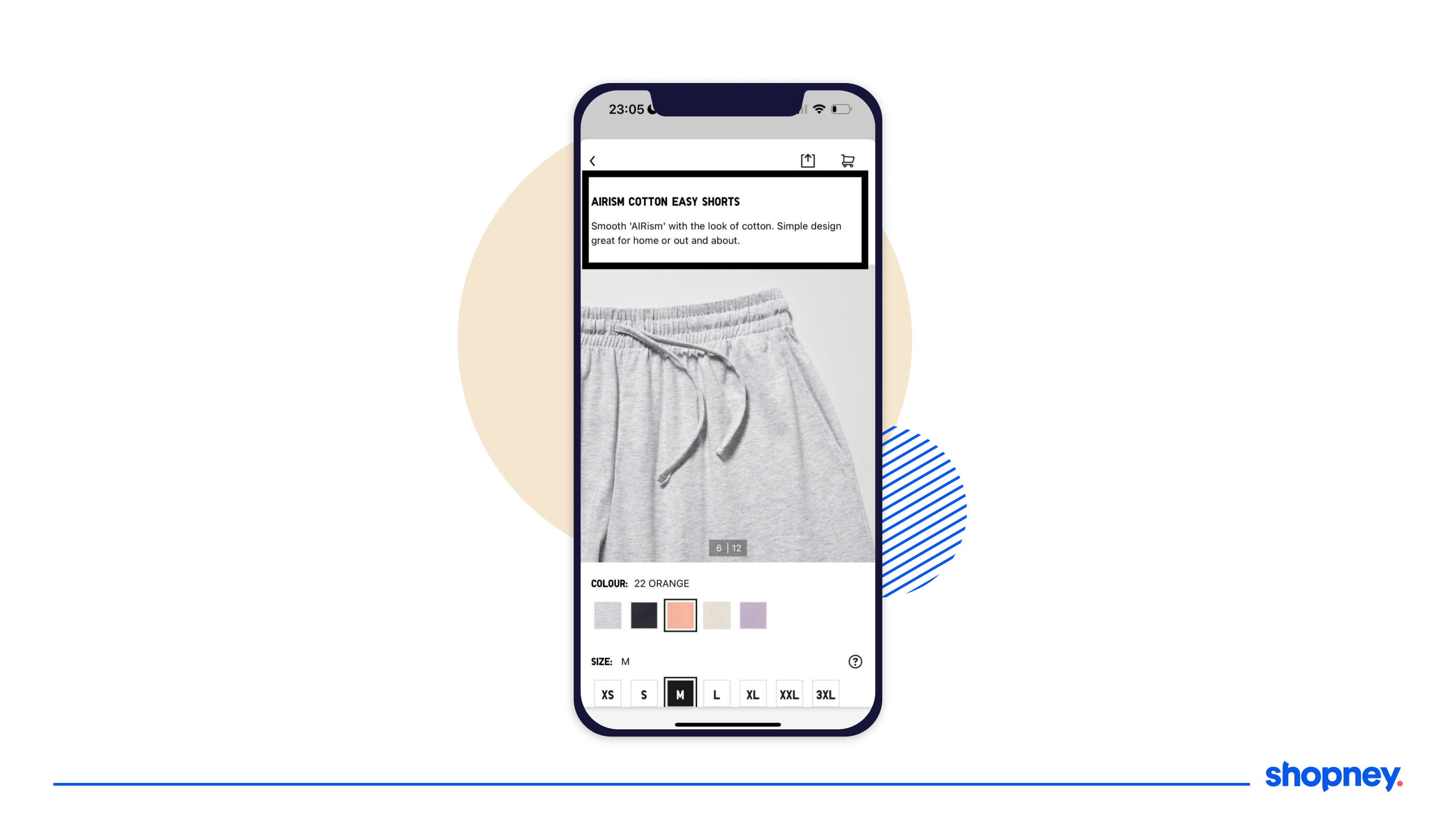 Example of product names displayed in mobile app