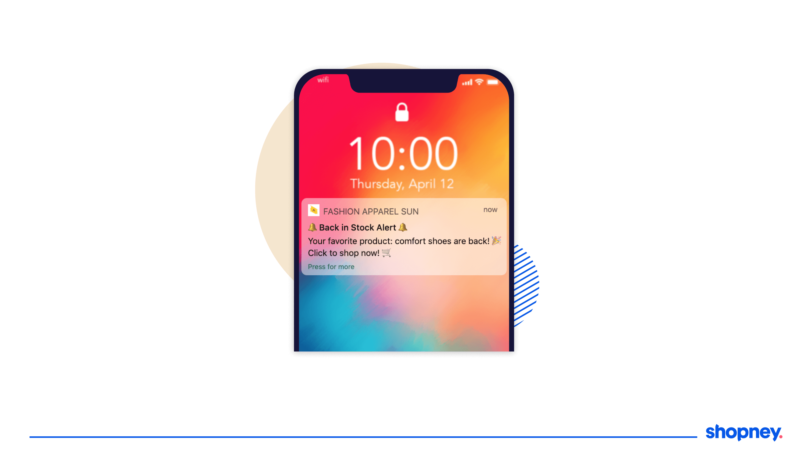 Simple scannable push notification for back in stock alert