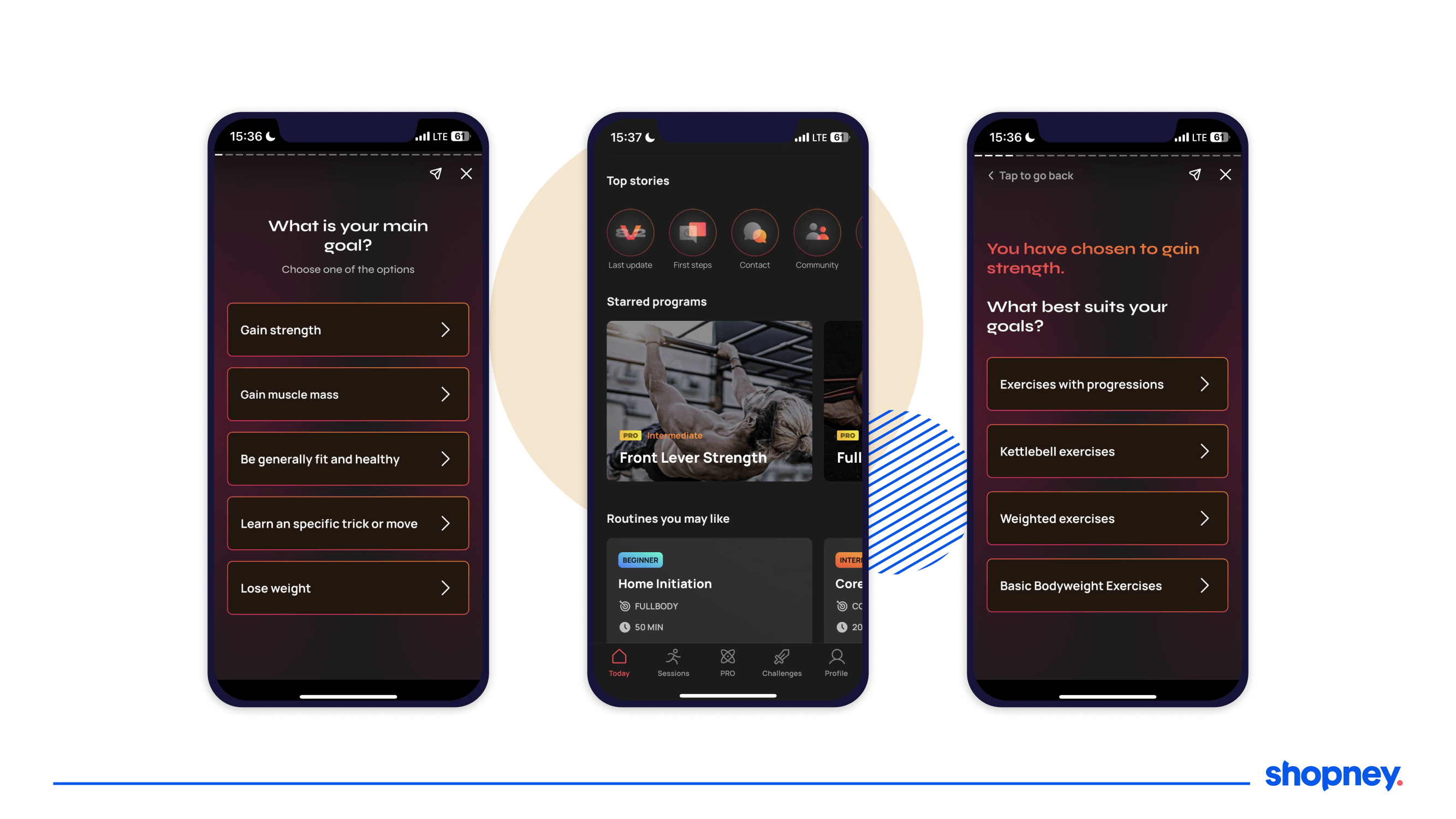 In-app stories used as a guide in a mobile app