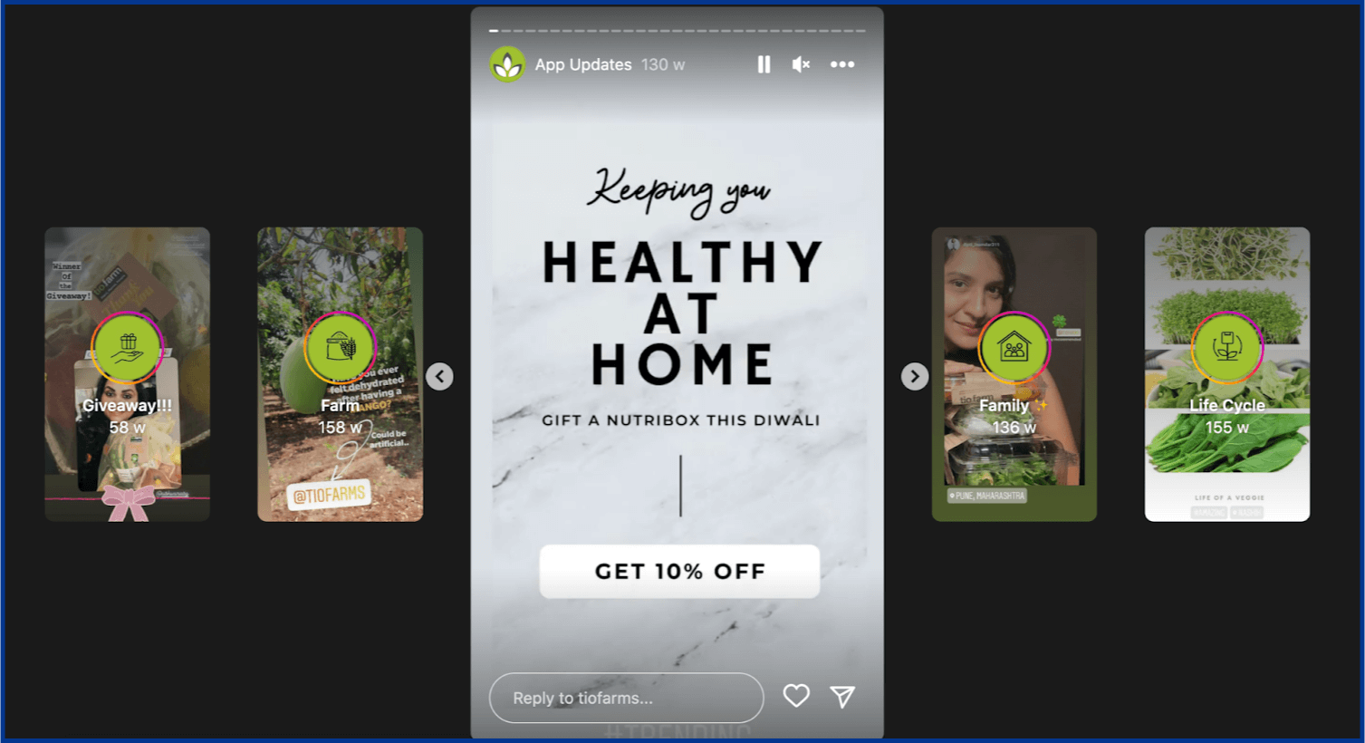 Example of Tio Farms promoting their app updates on social media