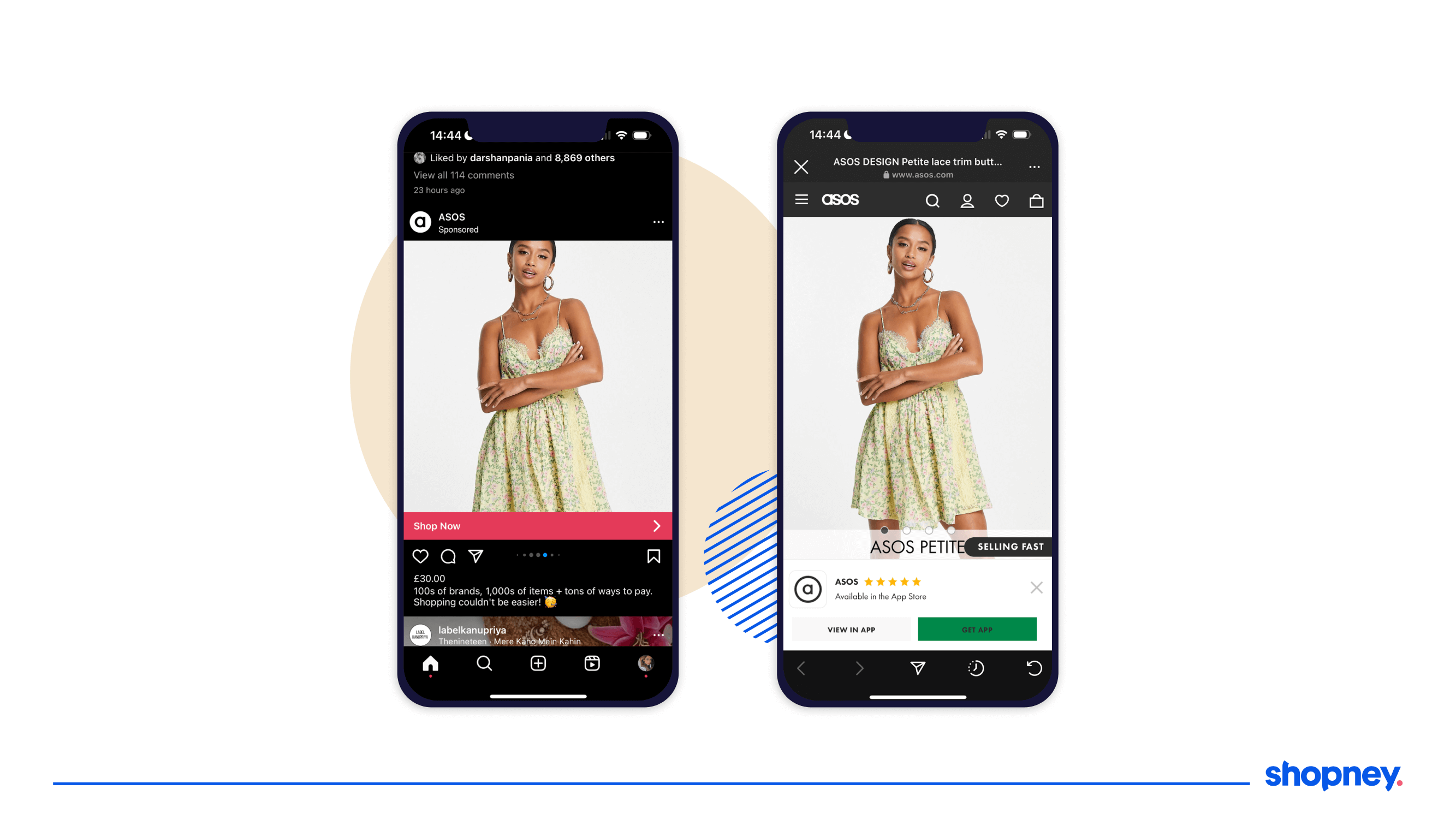 Example of Asos's ads on social media