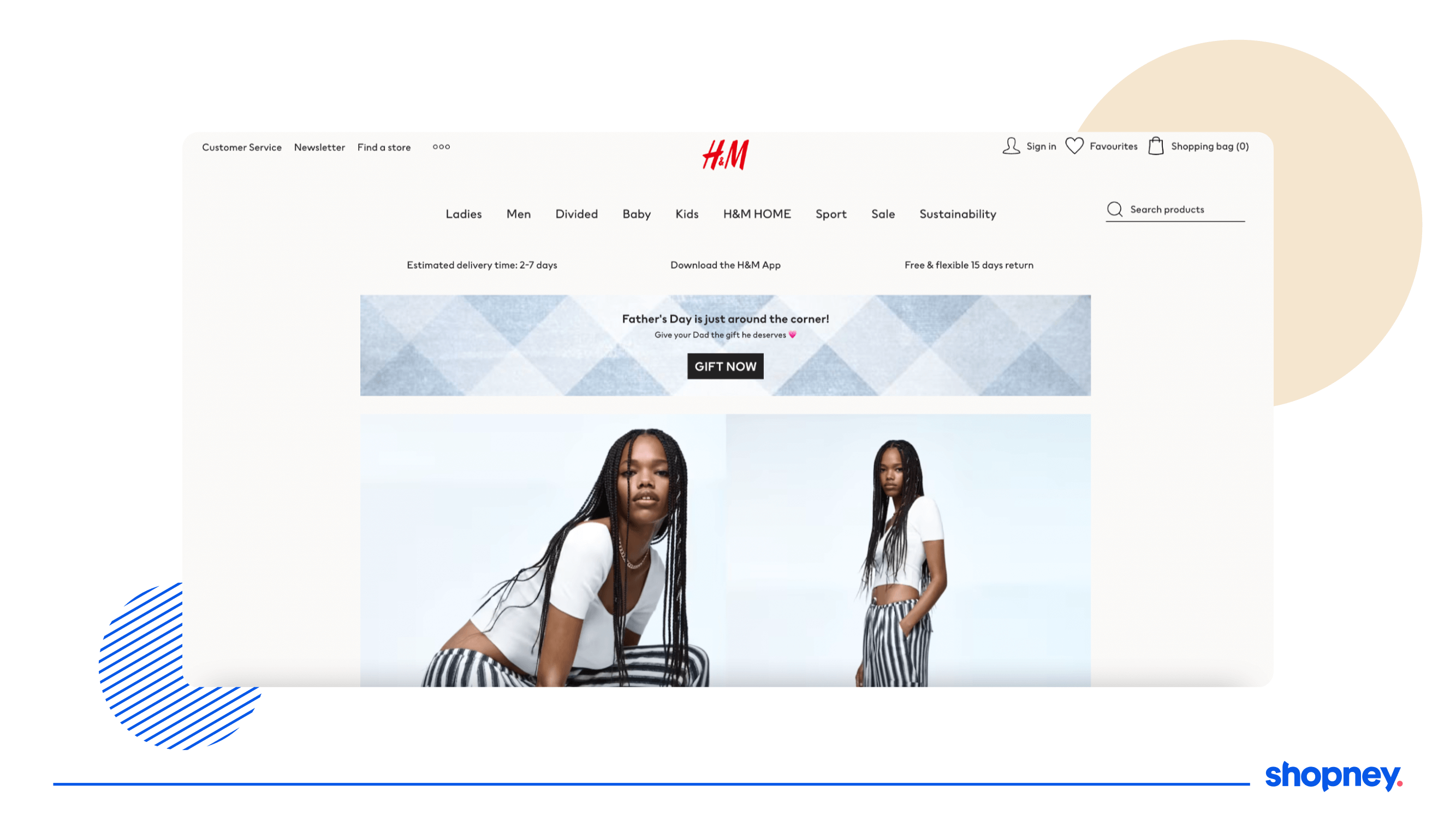 H&M promoting their mobile app on their website