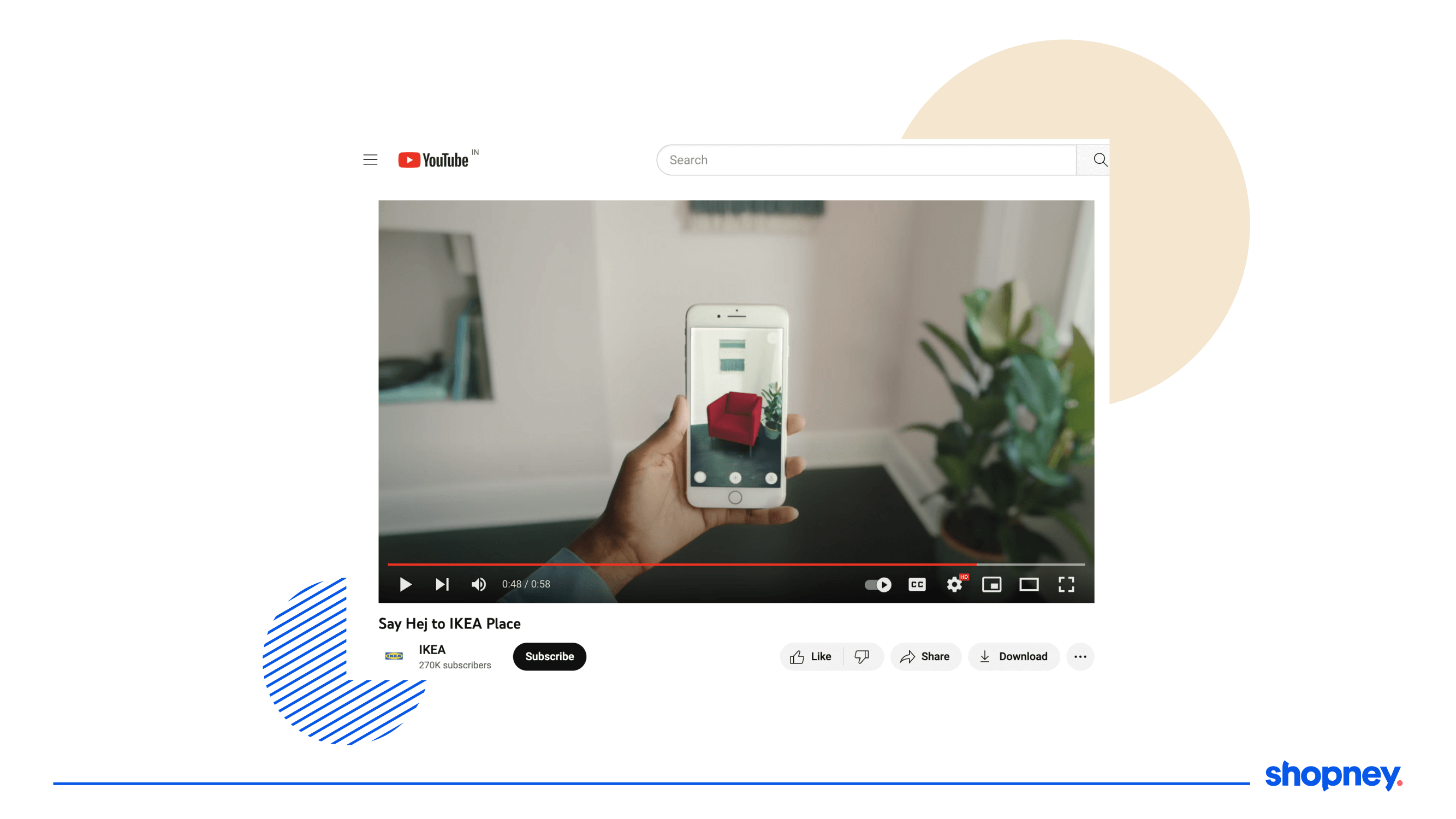 Screenshot from an Ikea video promoting a mobile app feature