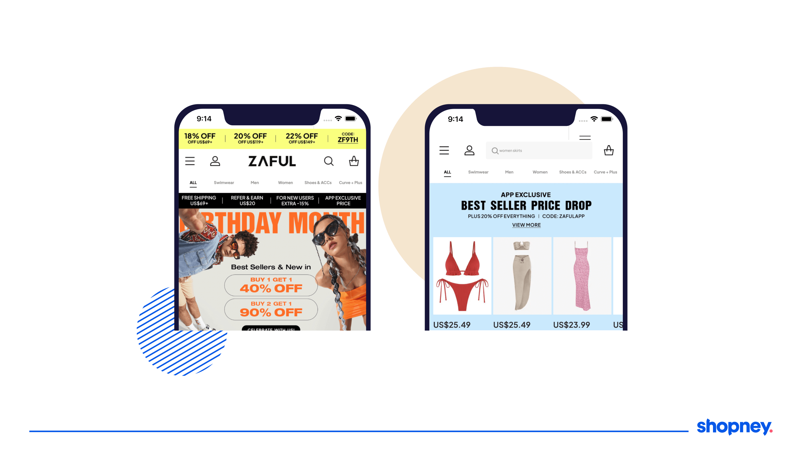 Example of a retail brand promoting their mobile app on the website