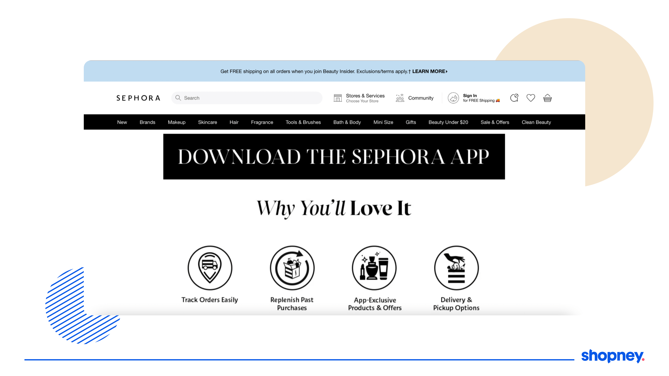 Sephora's dedicated page promoting their mobile app