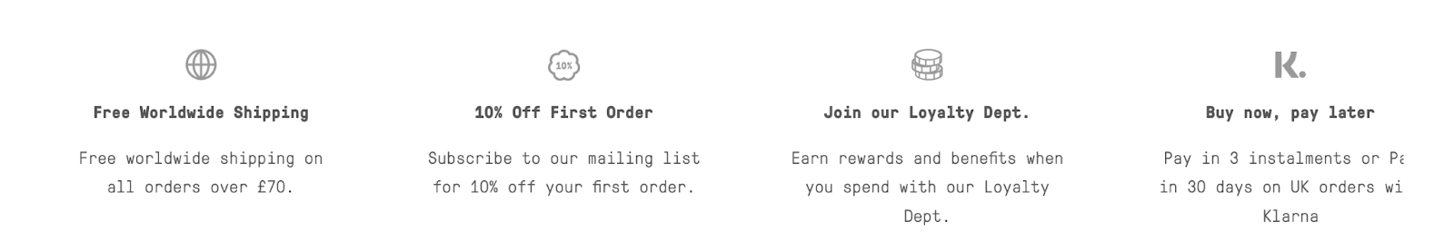 P&Co. Website screenshot showing the font they use