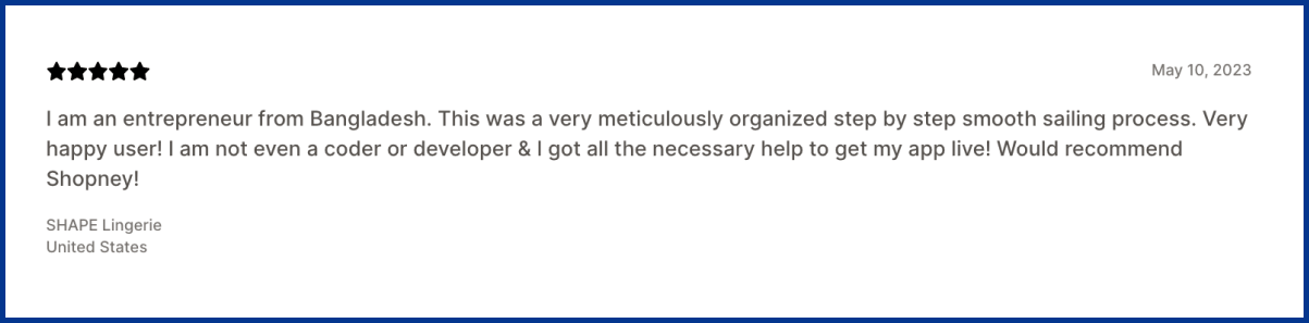 Review from a Shopney user
