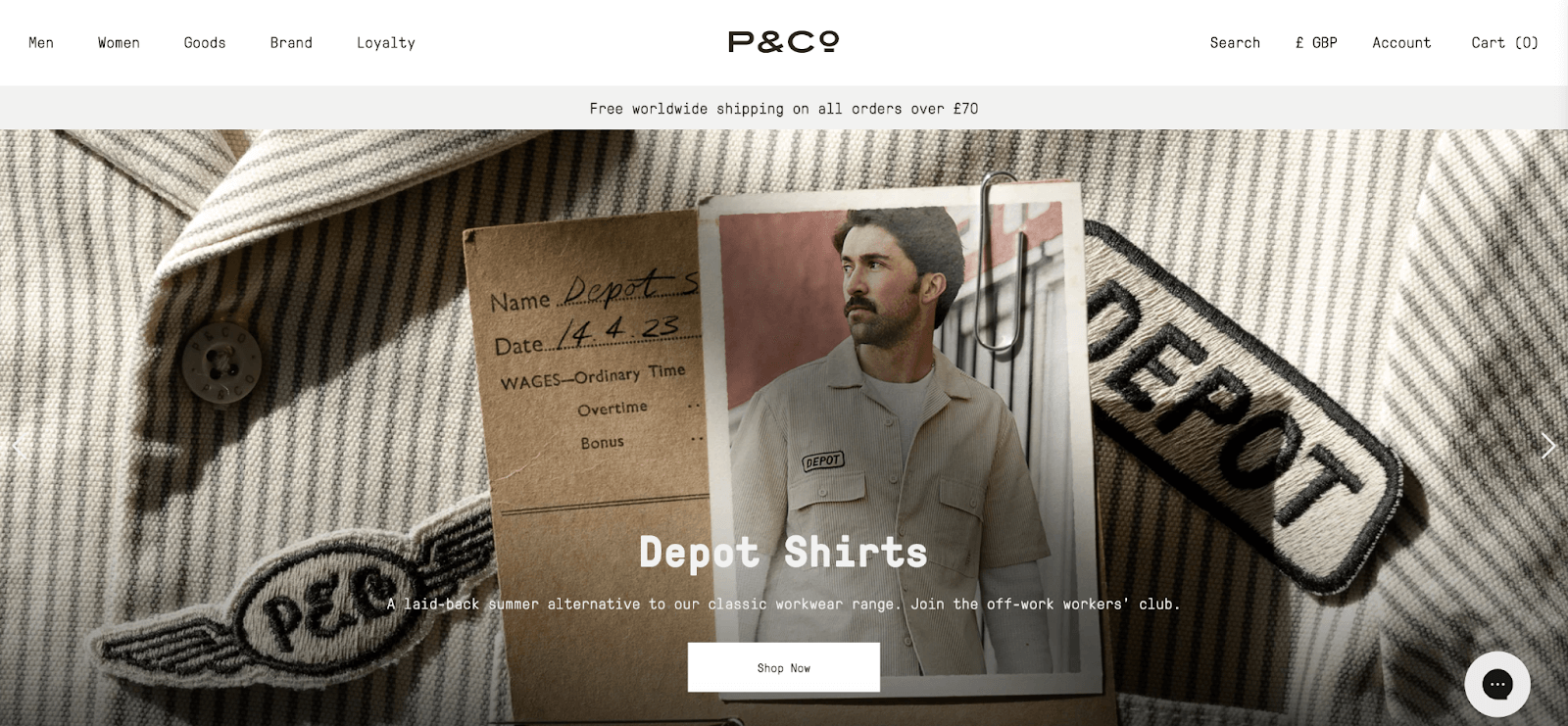 eCommerce store on desktop