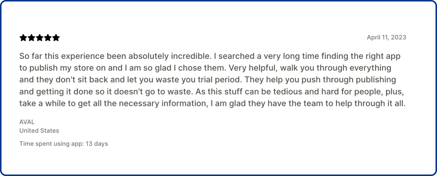 Customer review from Shopney user