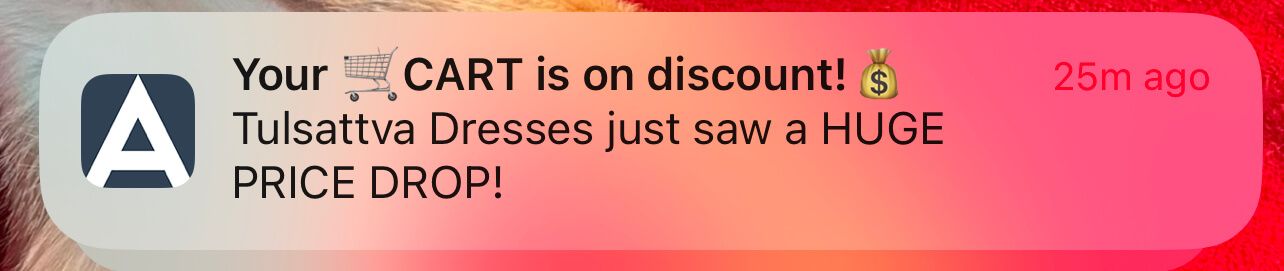 Abandoned cart push notification
