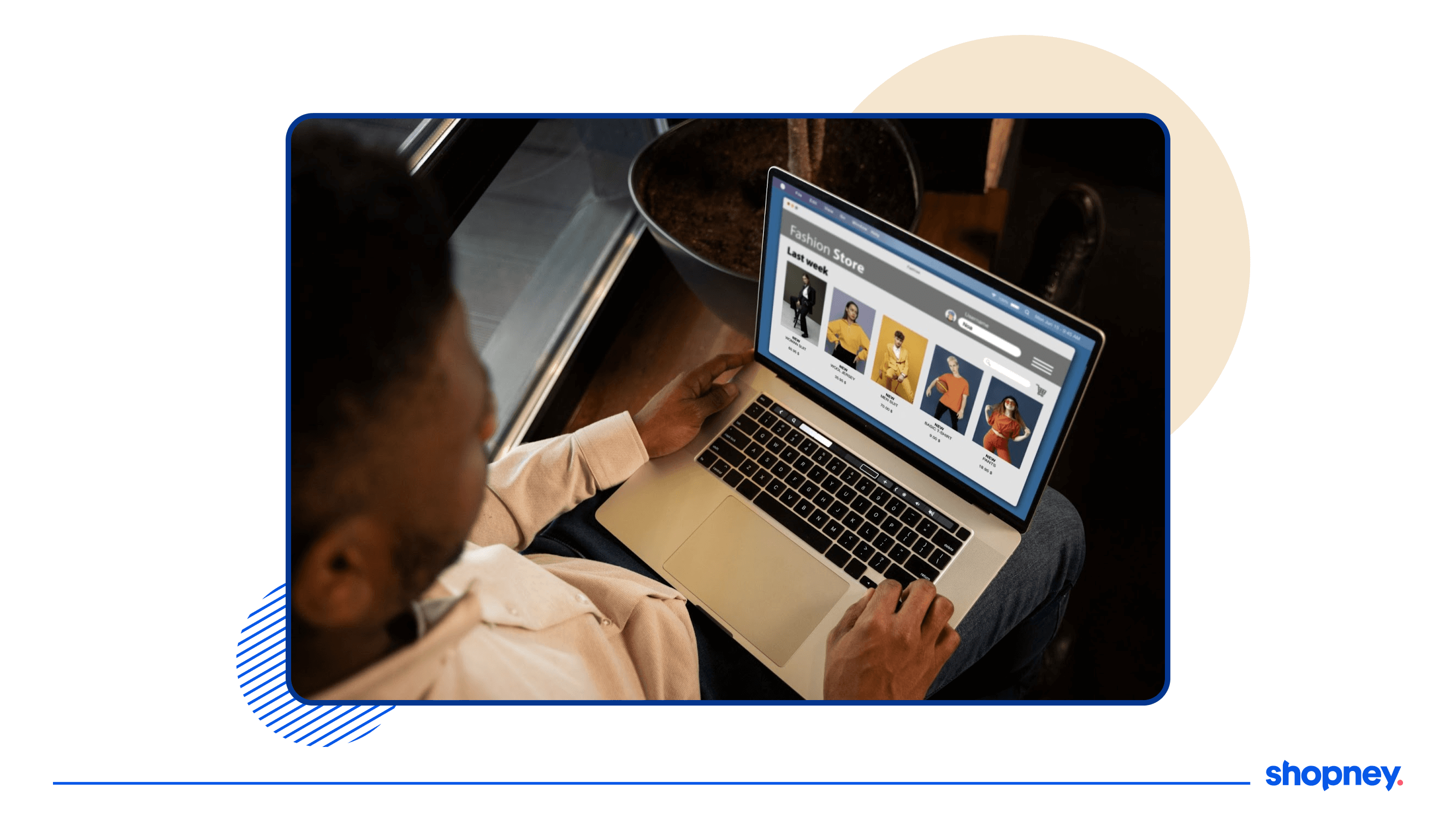 Laptop screen showing a fashion store homepage example