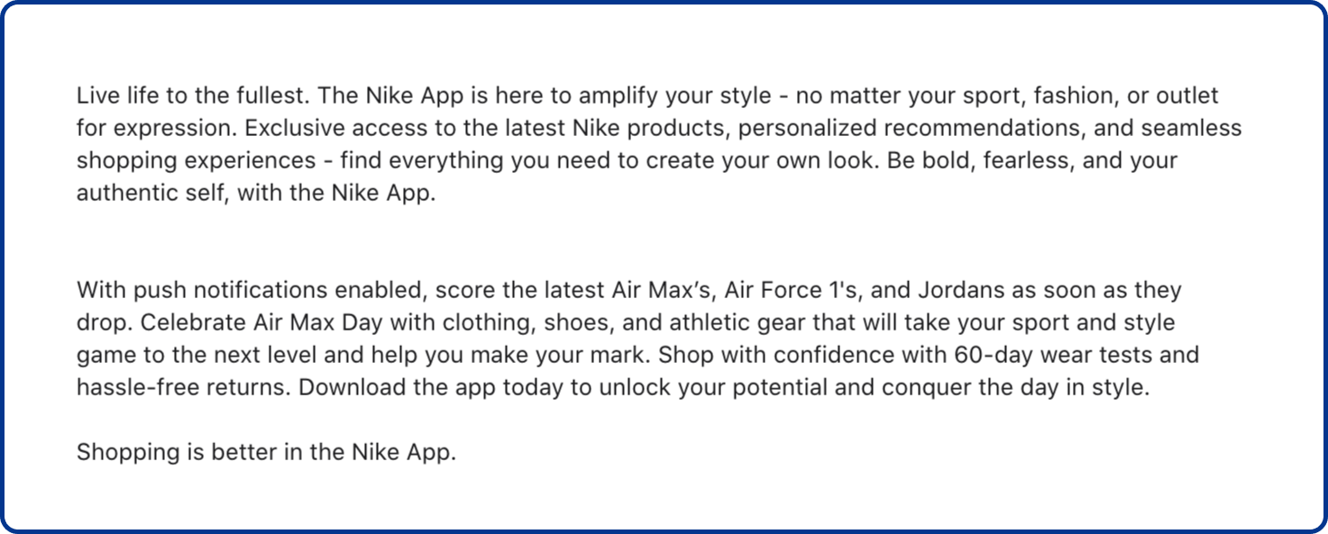 Customer review after shopping from a mobile app