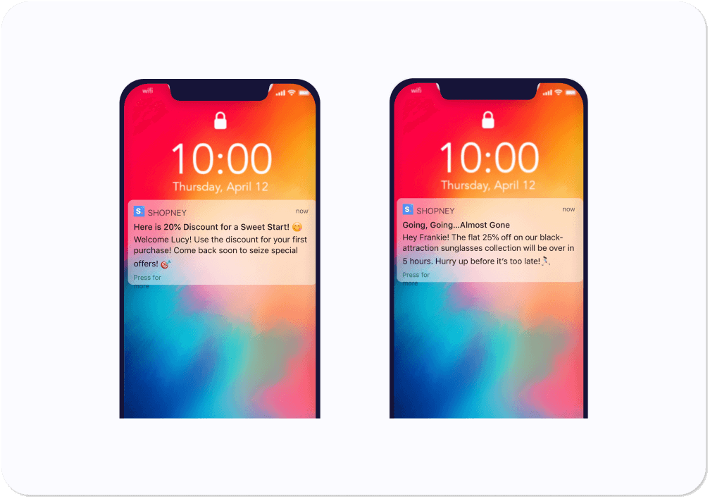 mobile app push notification sent by Shopney mobile app builder
