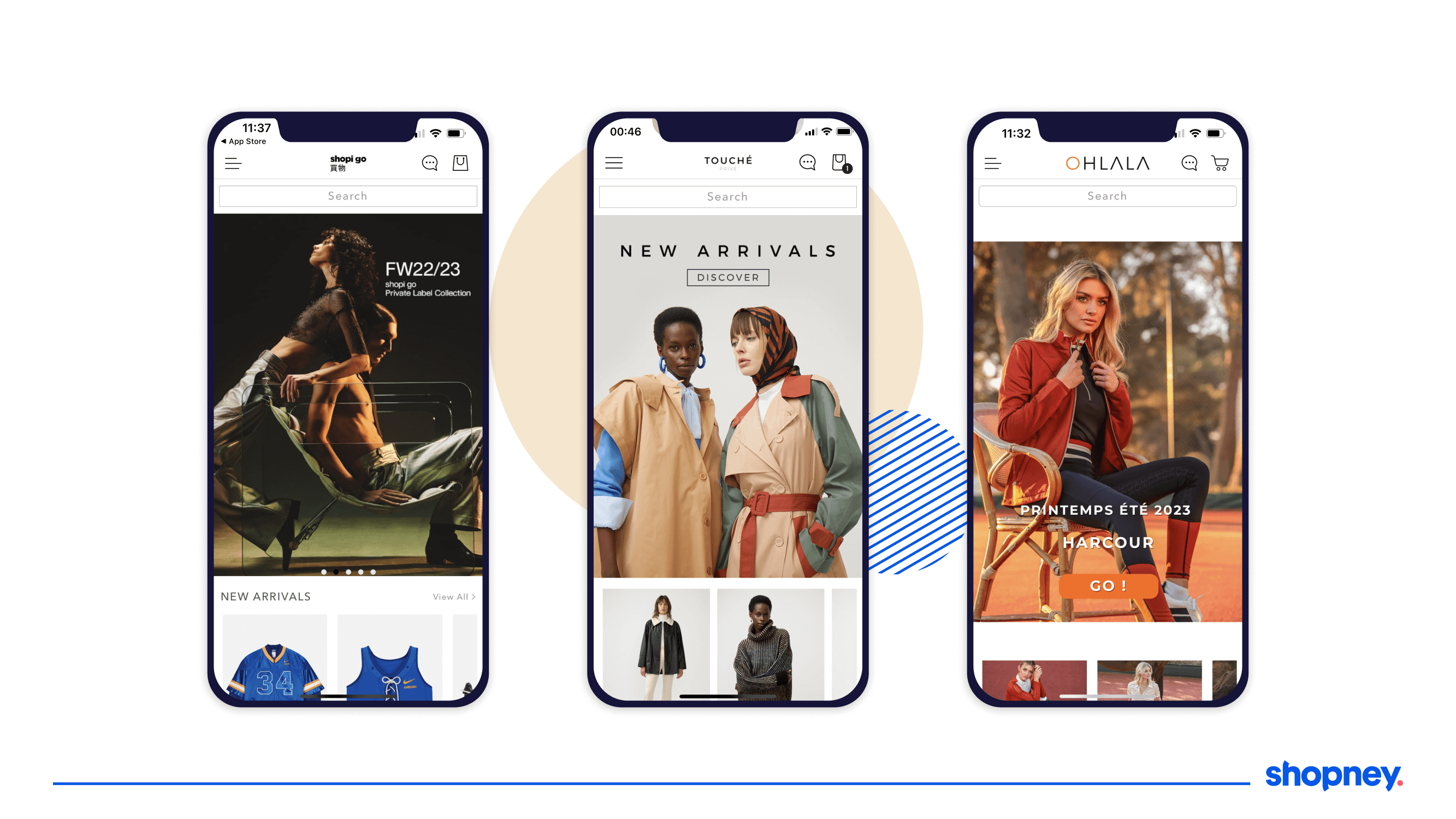 Mobile app homepages of different fashion brands