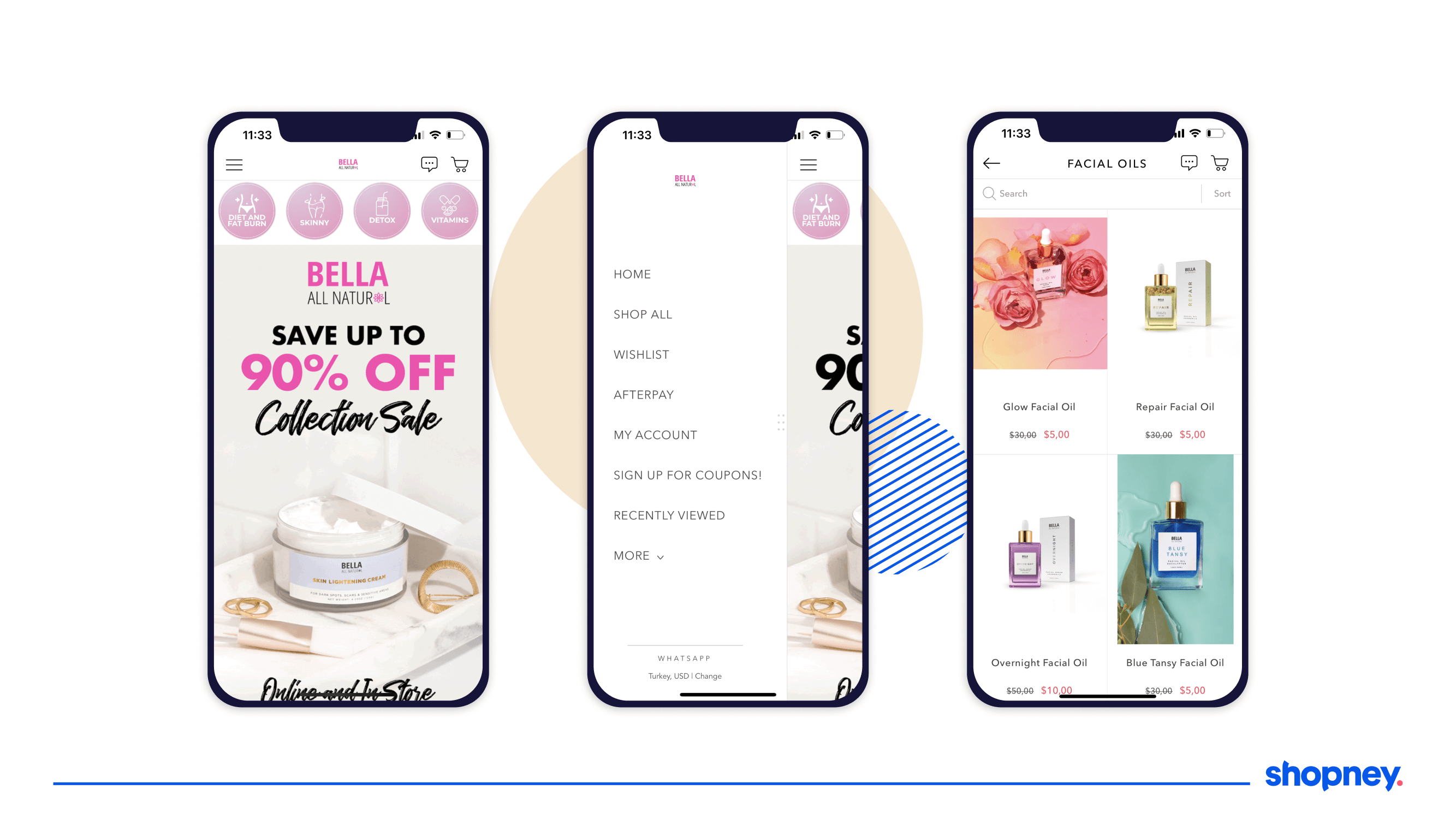 Bella all natural mobile app example