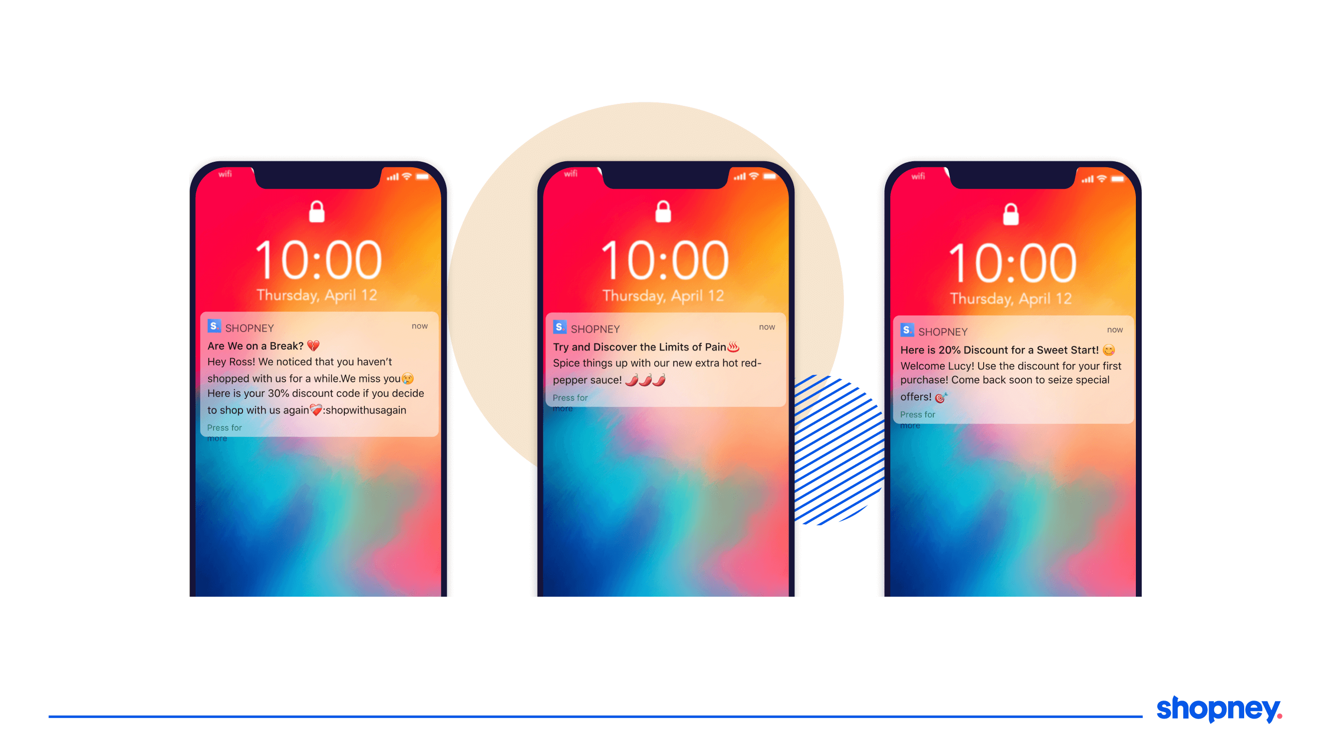 Example of push notifications sent by a mobile app