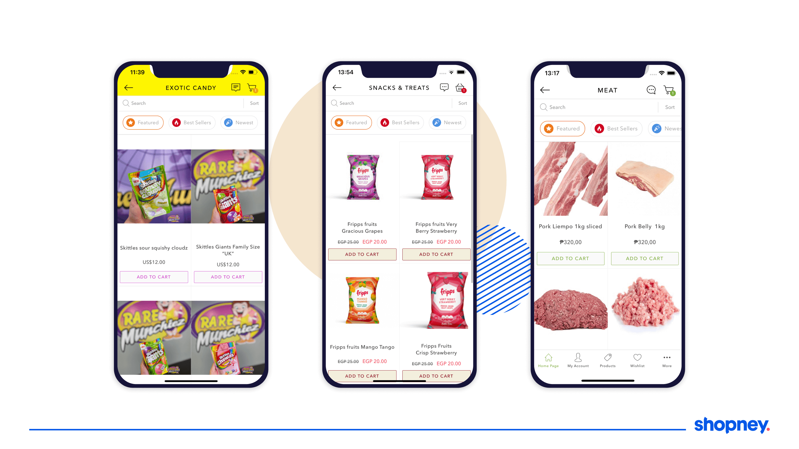 Product pages of food and beverage brands
