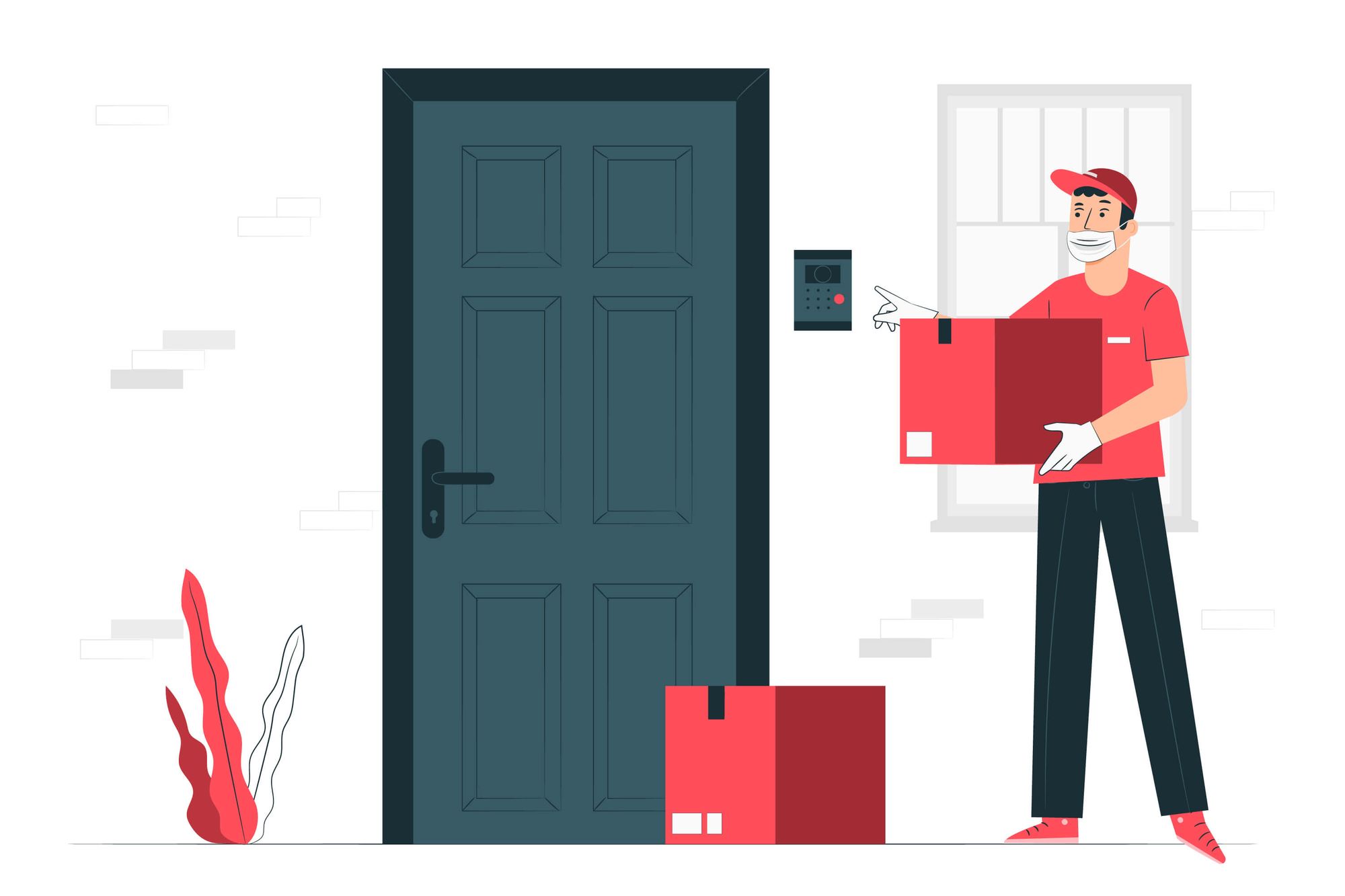 Illustration of a man delivering an order made online