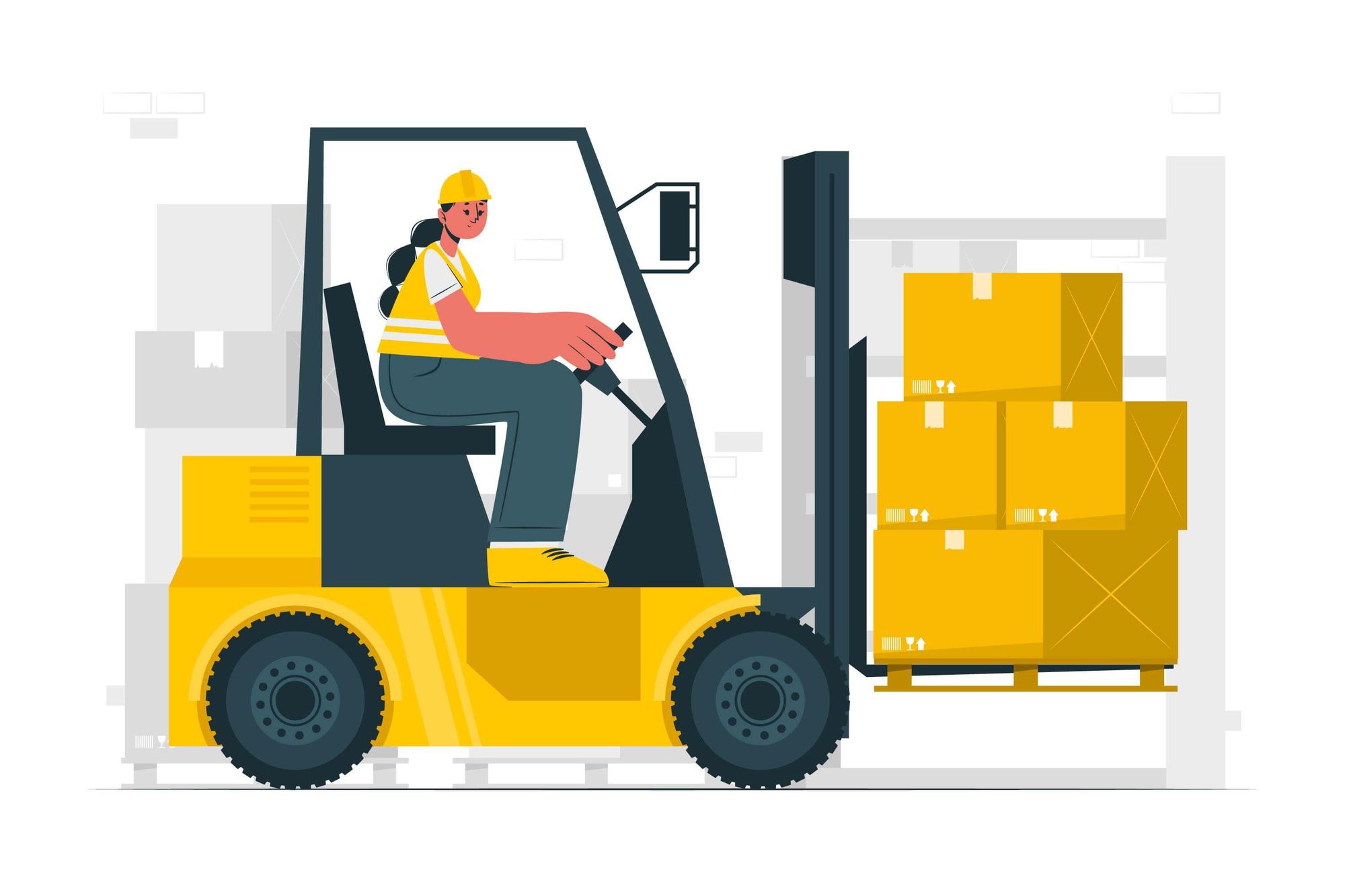 Illustration of a warehouse with supplies