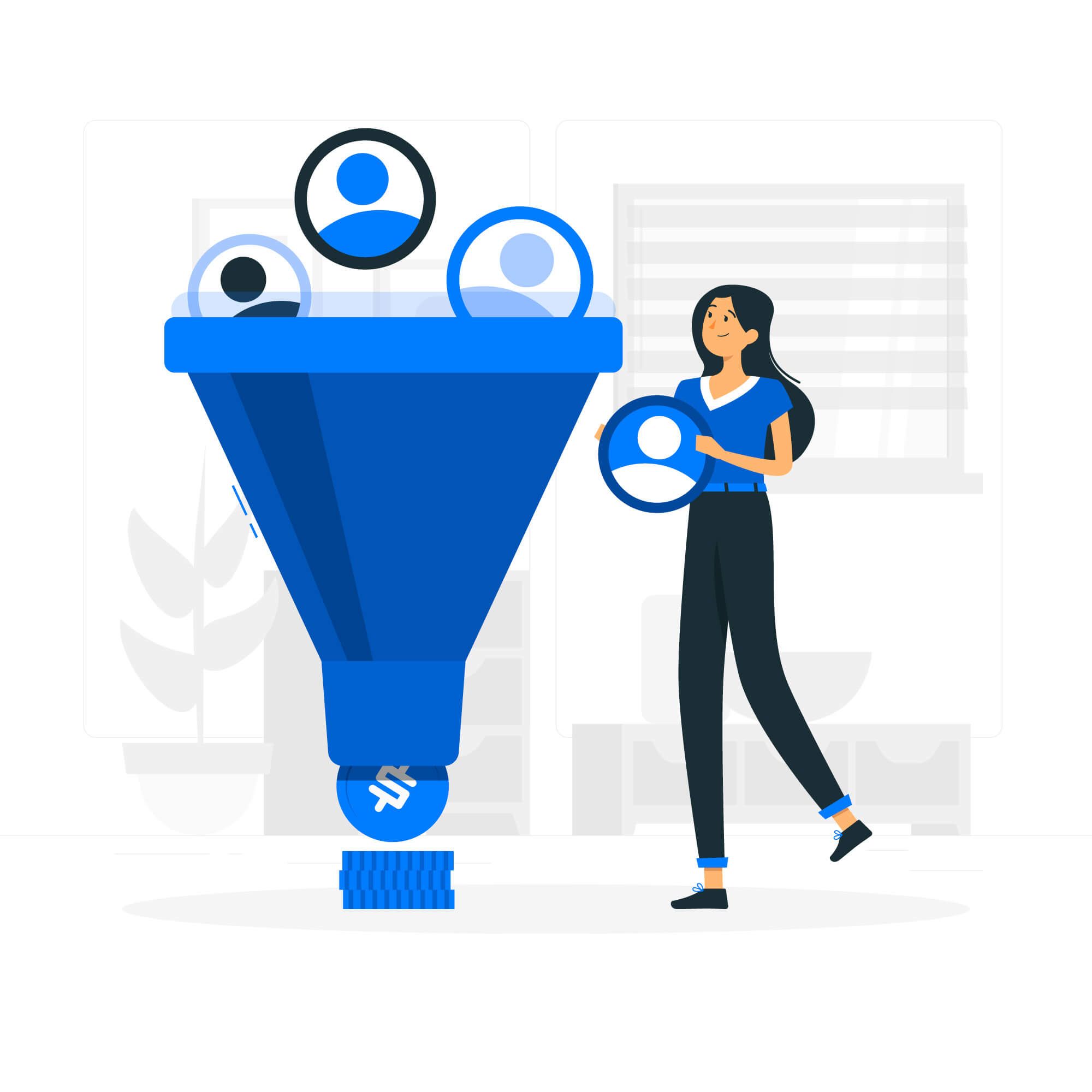Illustration of an eCommerce funnel