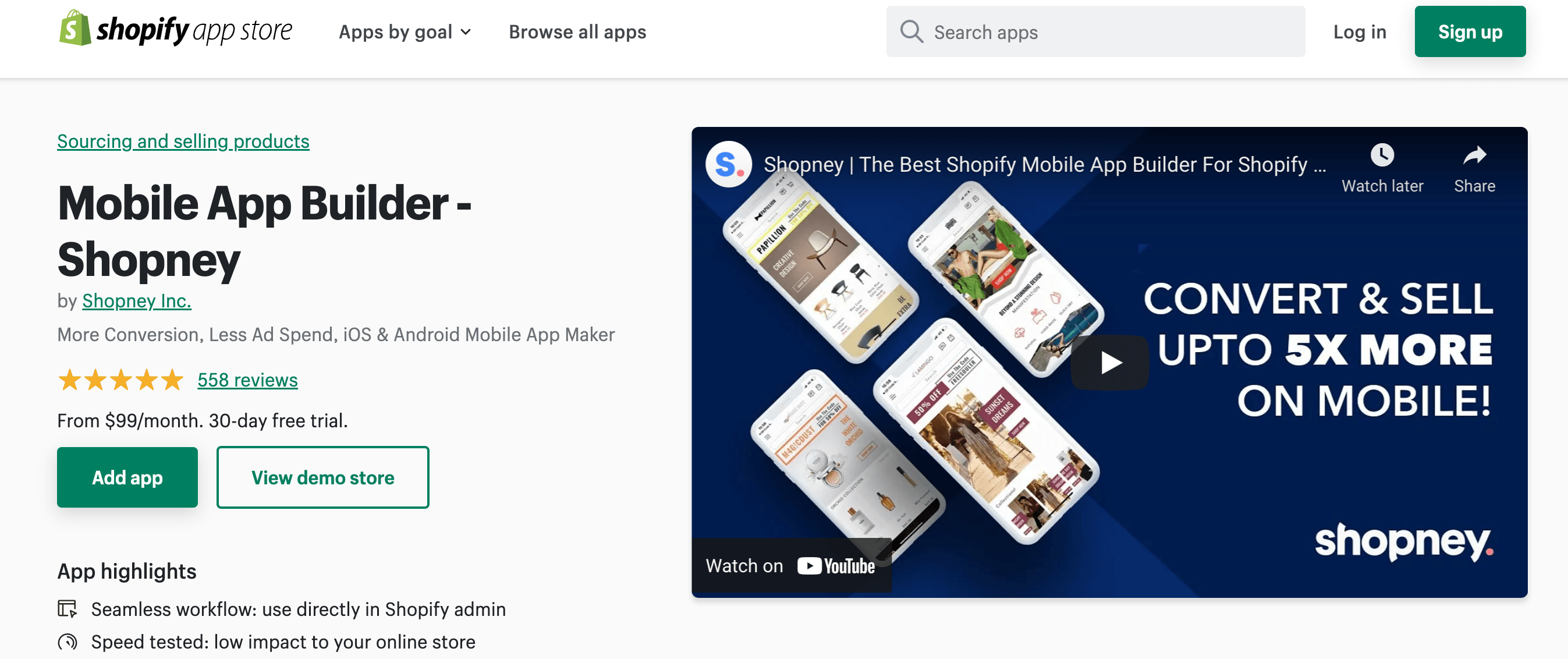 shopney mobile app builder for shopify stores