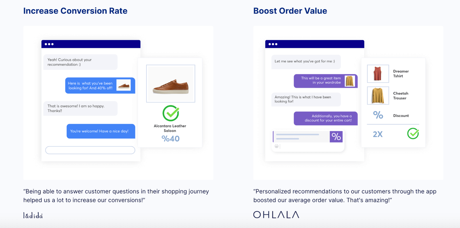in app chats examples on mobile apps built with Shopney