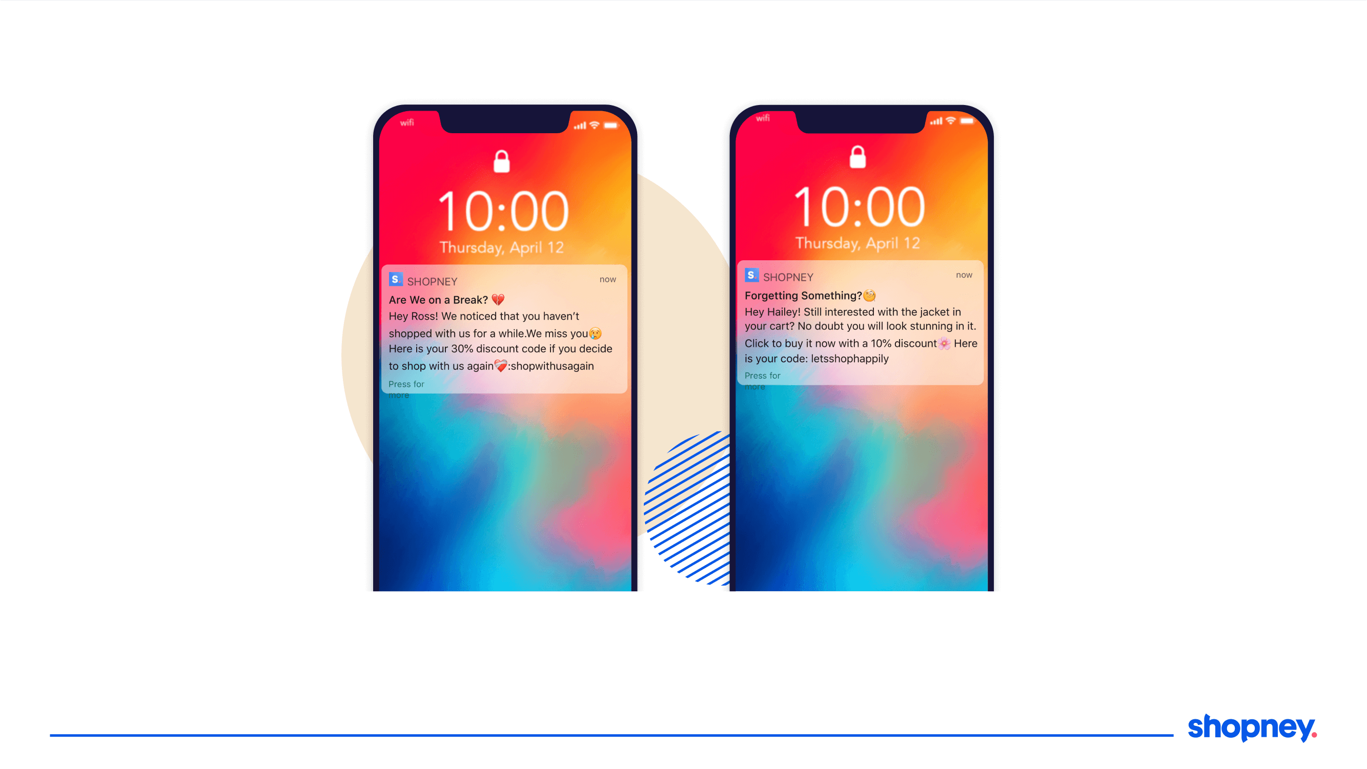 Cart abandonment alerts sent through push notifications