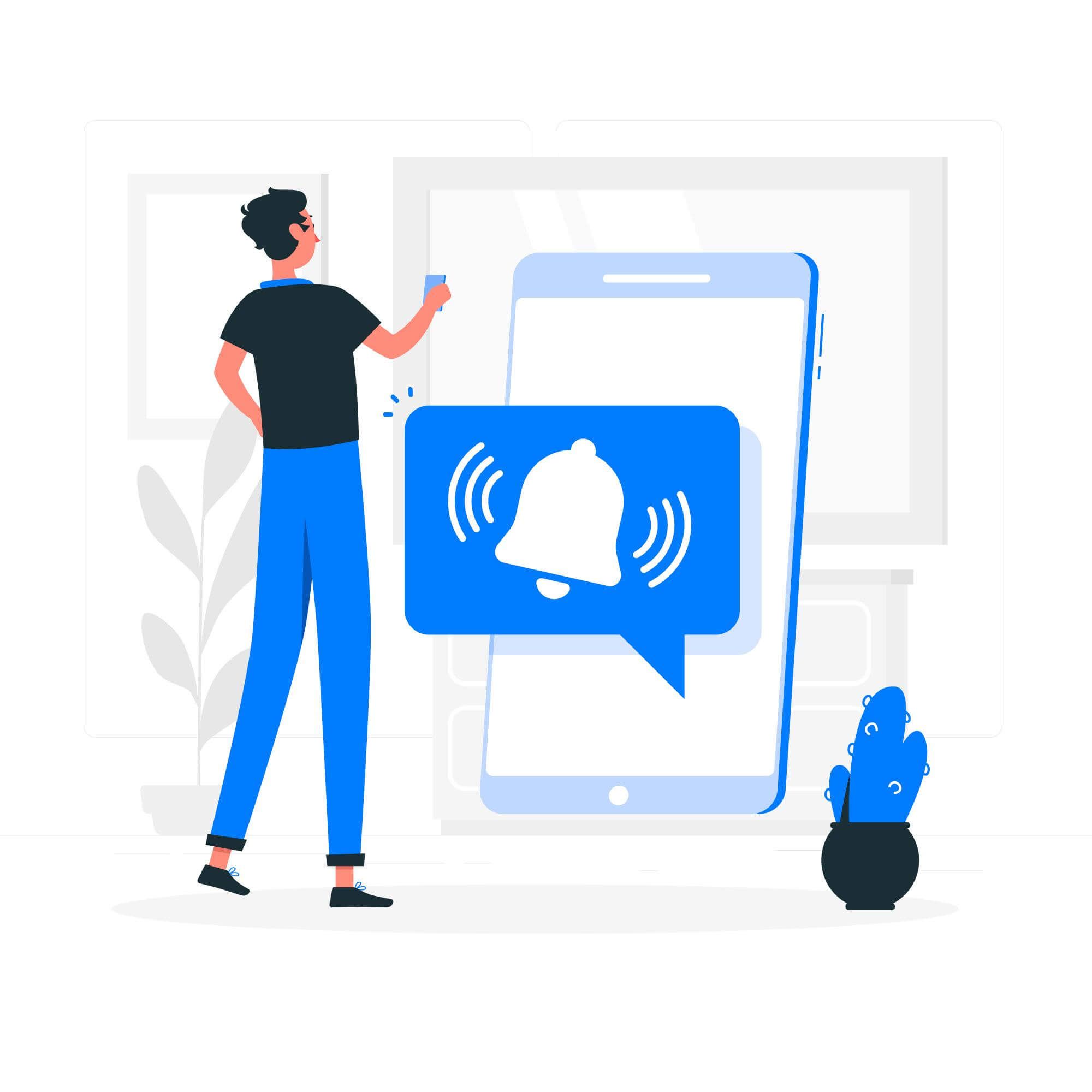 Push notification on a mobile screen