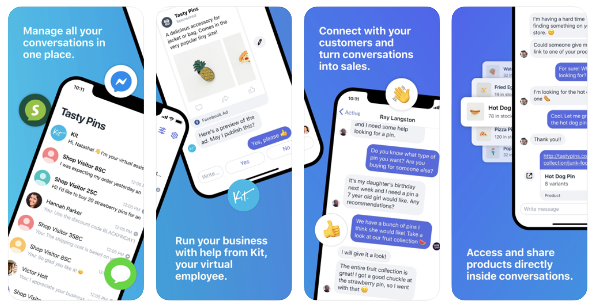Shopify Ping app interface showcasing how users can manage all their conversations in one place