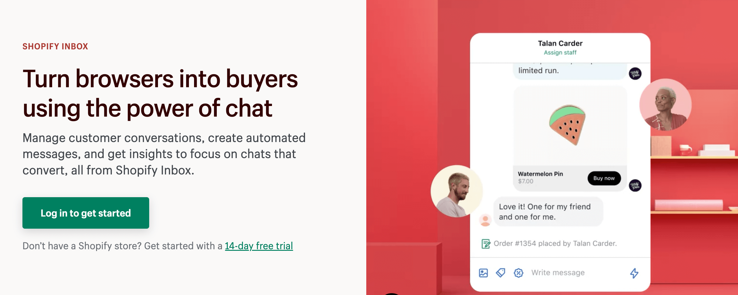 Screenshot of Shopify inbox