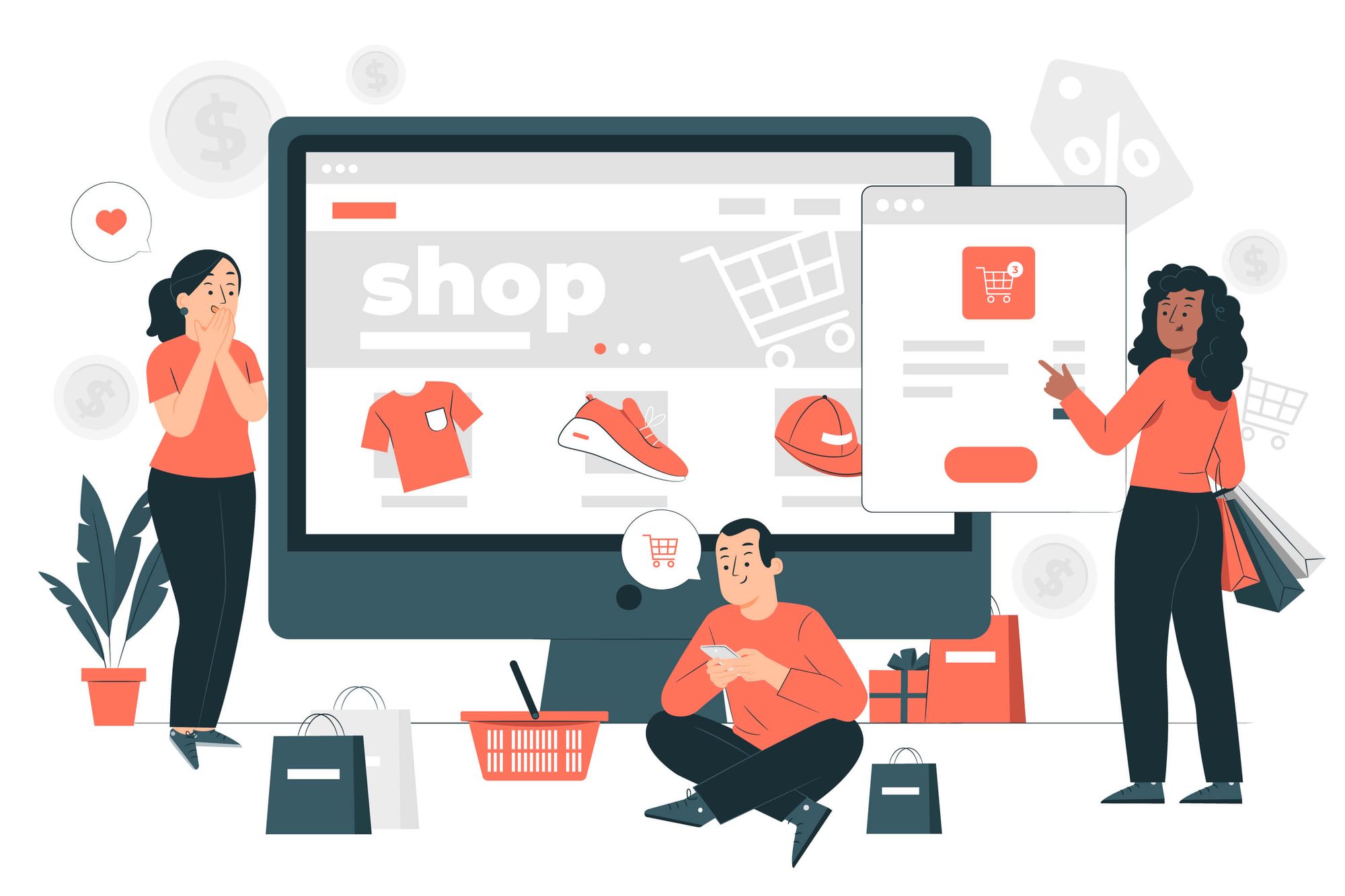 Shoppers buying online 