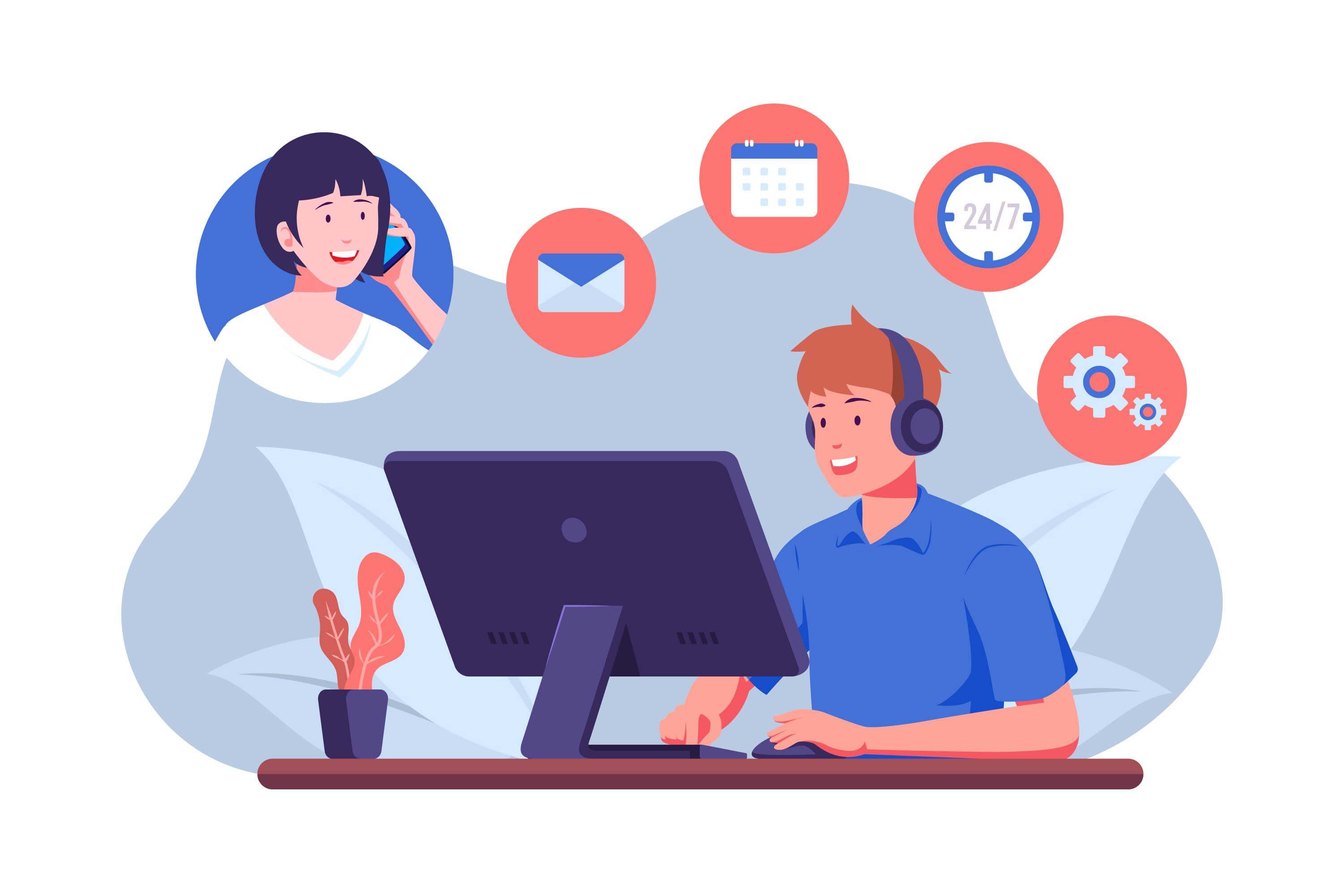 Customer service providing information to a customer