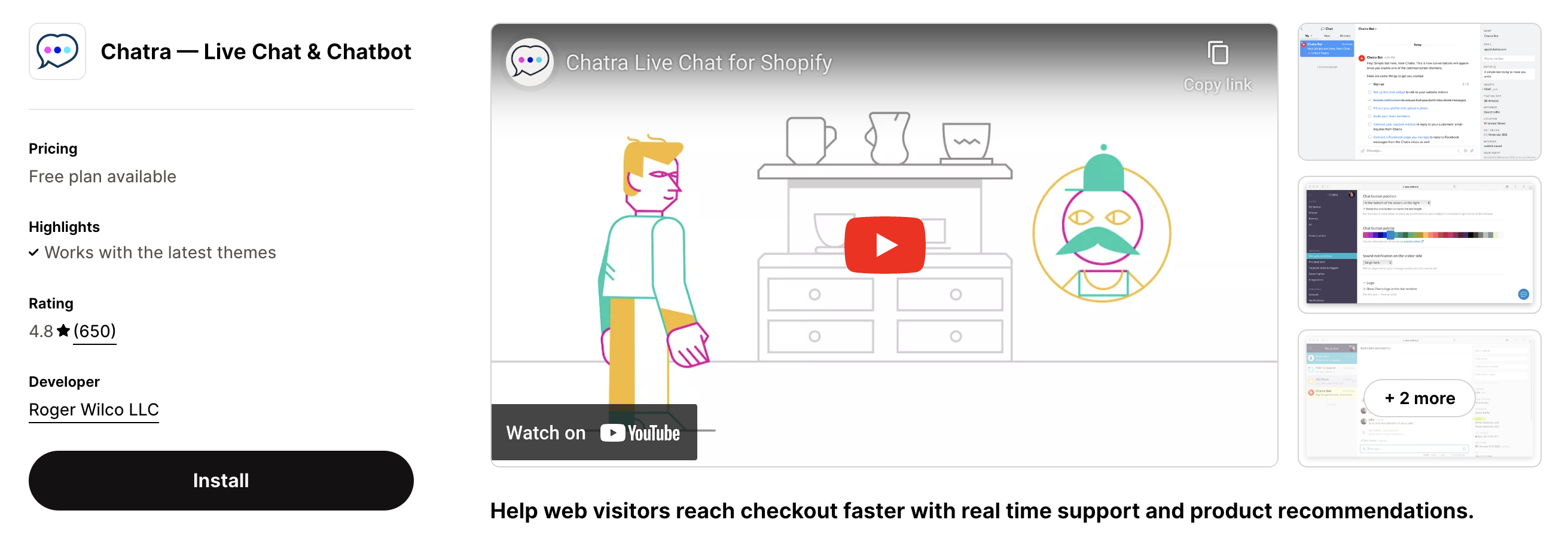 Shopify listing page of chatra