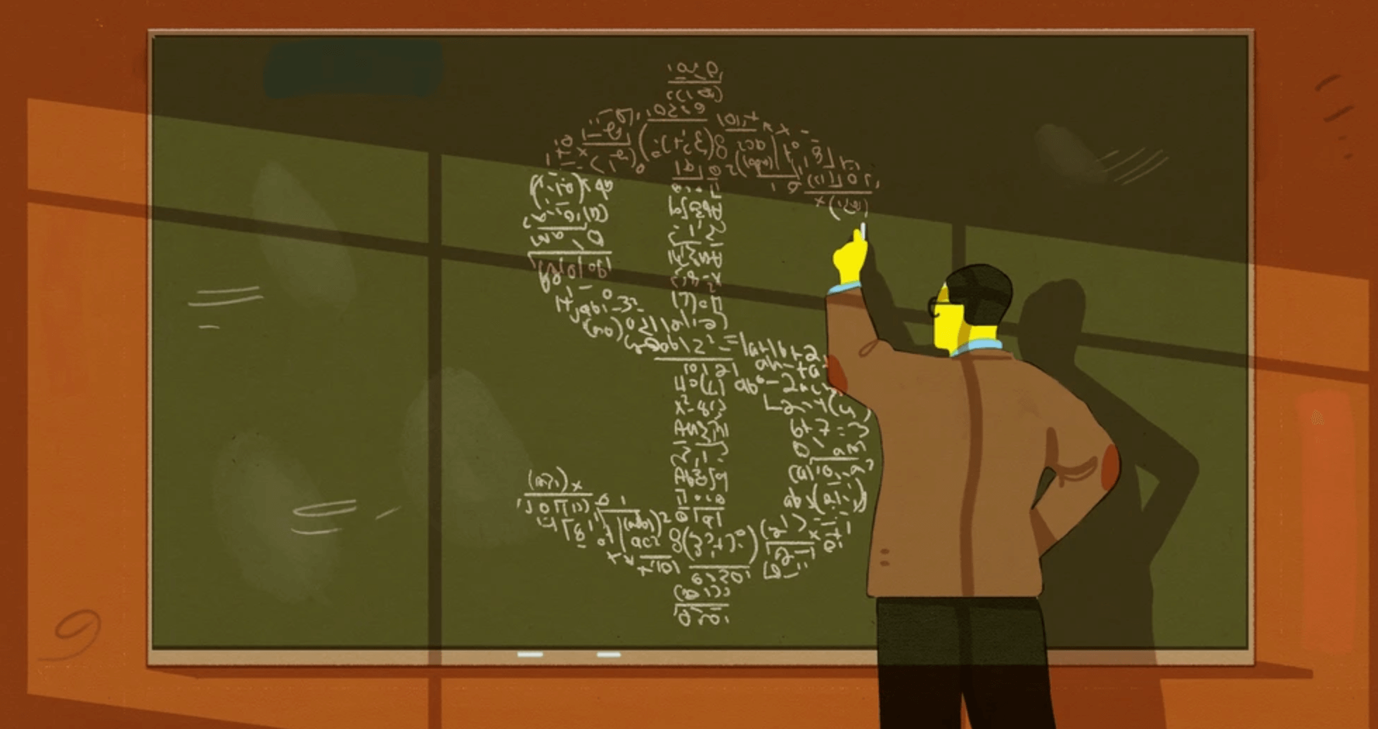 dollar sign on chalk board