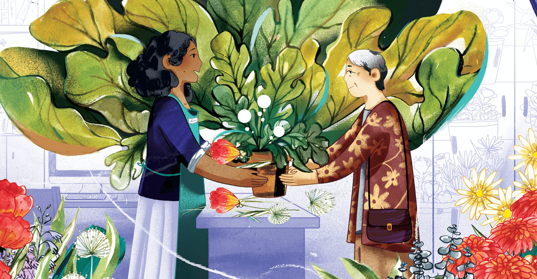 Illustration of happy customers