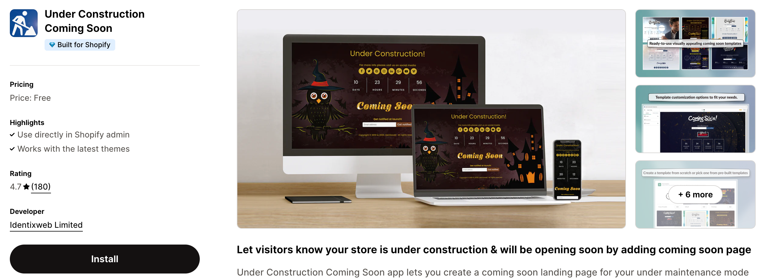 Under Contruction Coming Soon- Shopify App Store