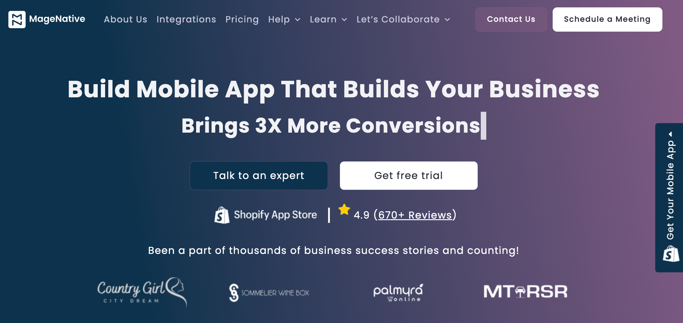 Homepage of MageNative