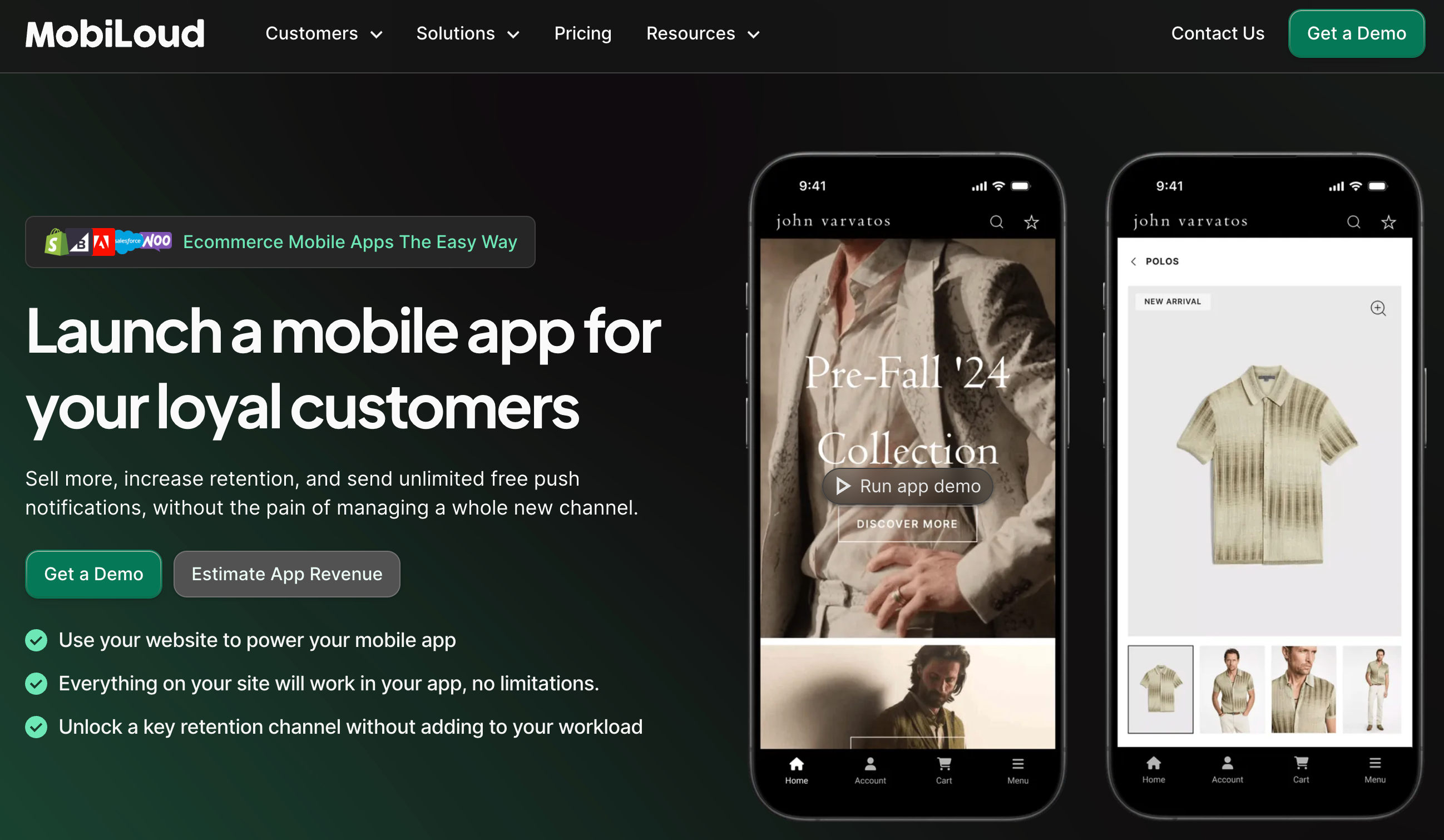 Homepage of MobiLoud
