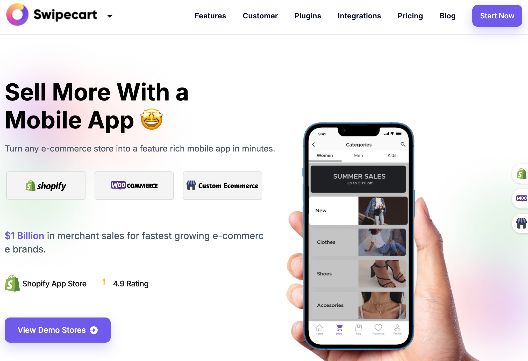 Homepage of SwipeCart