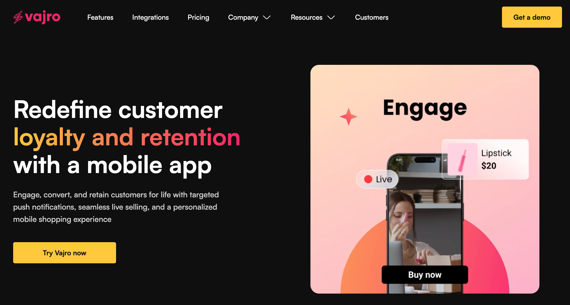 Homepage of Vajro